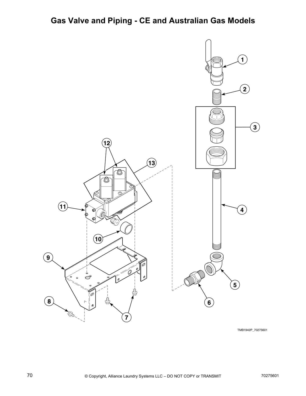 Gas Valve and Piping - CE and Australian Gas Models
