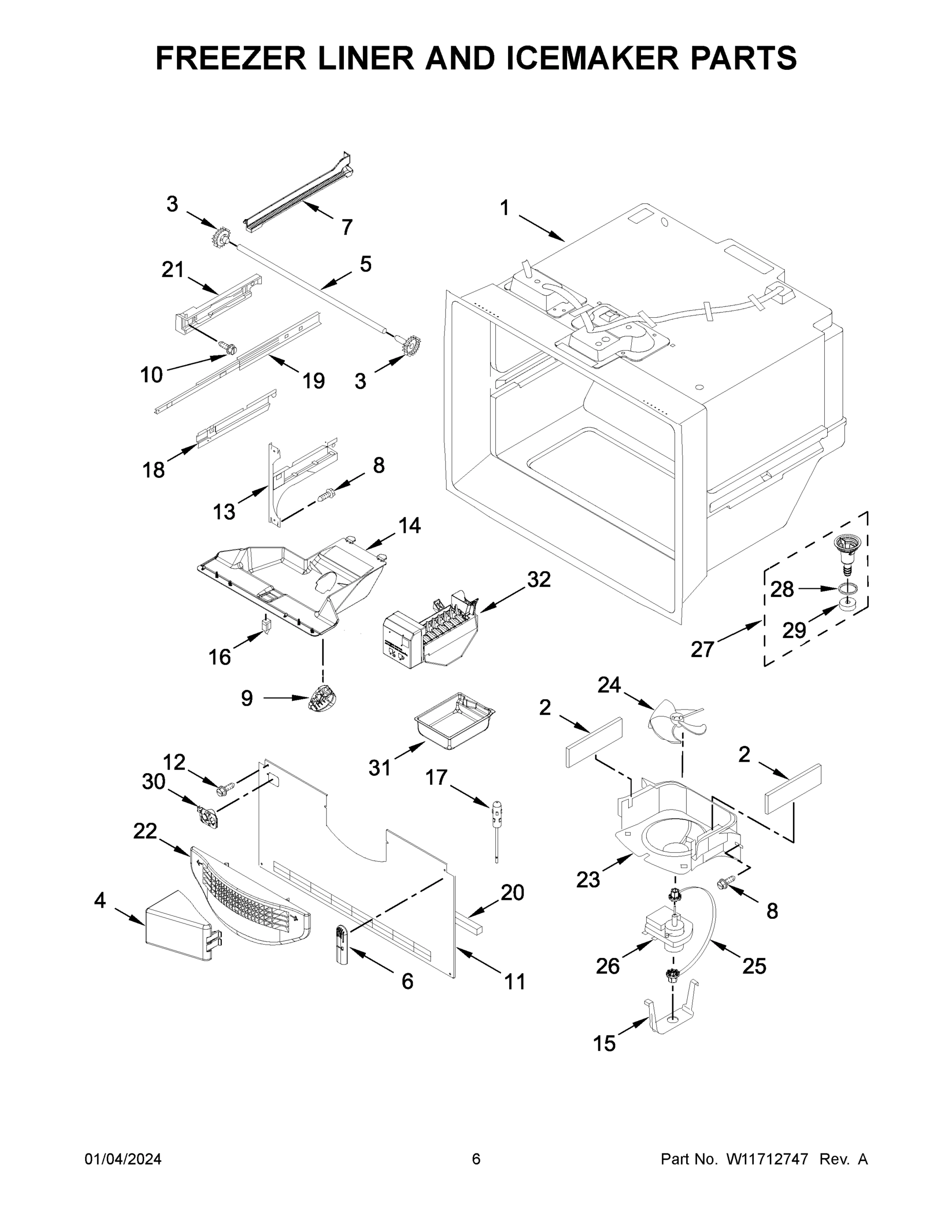 04 - FREEZER LINER AND ICEMAKER PARTS