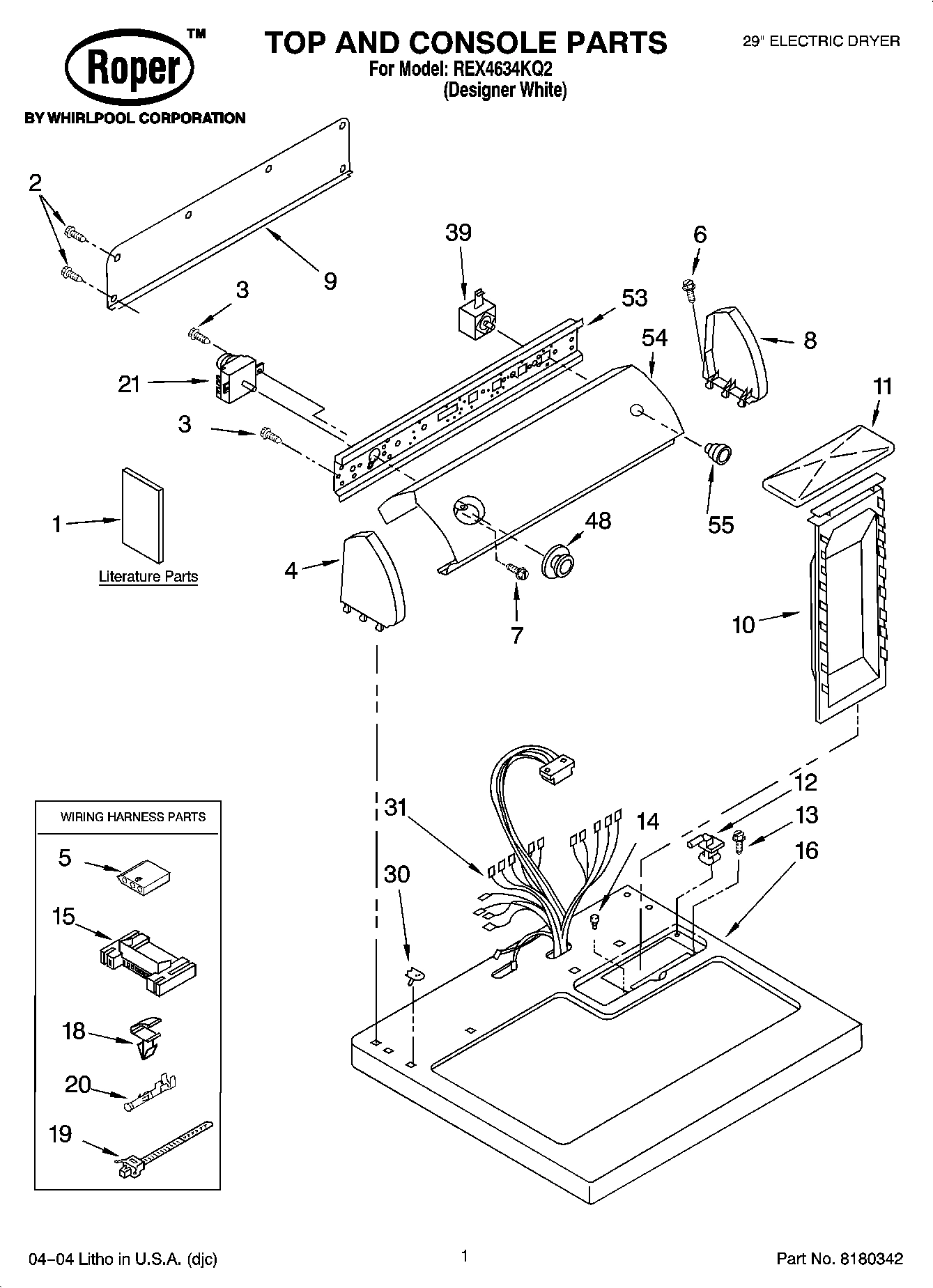 01 - TOP AND CONSOLE PARTS OPTIONAL PARTS (NOT INCLUDED)