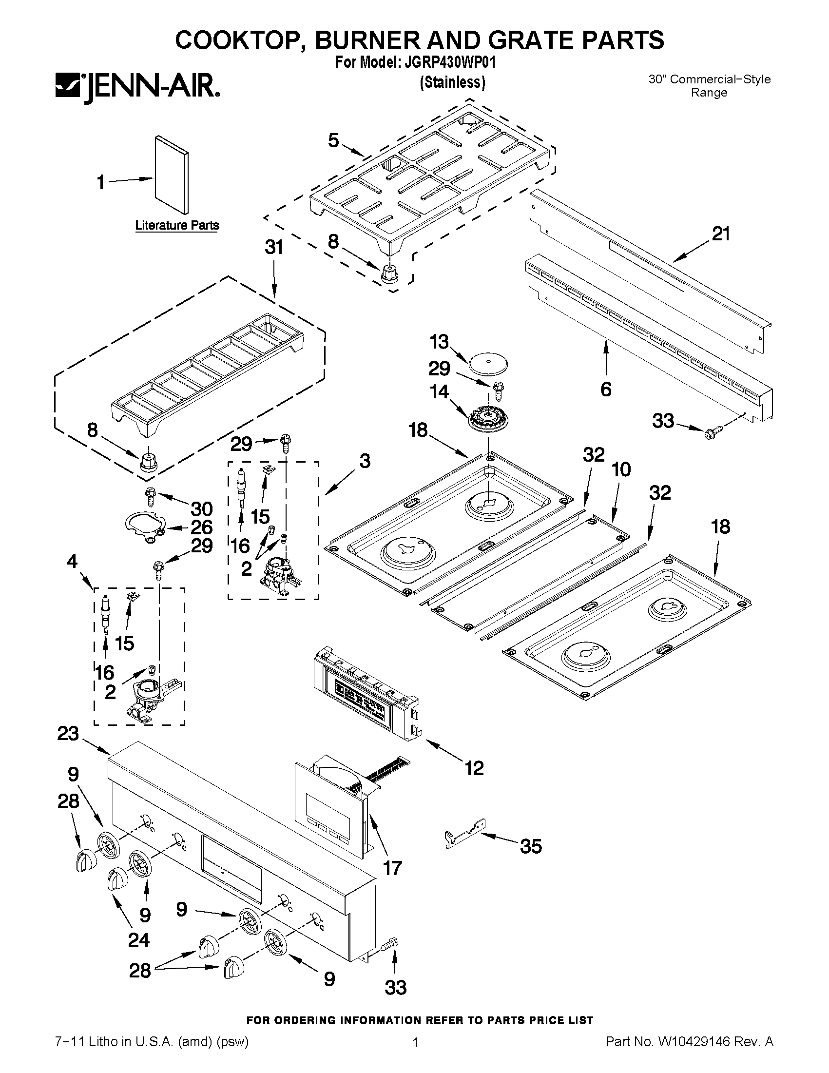 01 - COOKTOP, BURNER AND GRATE PARTS