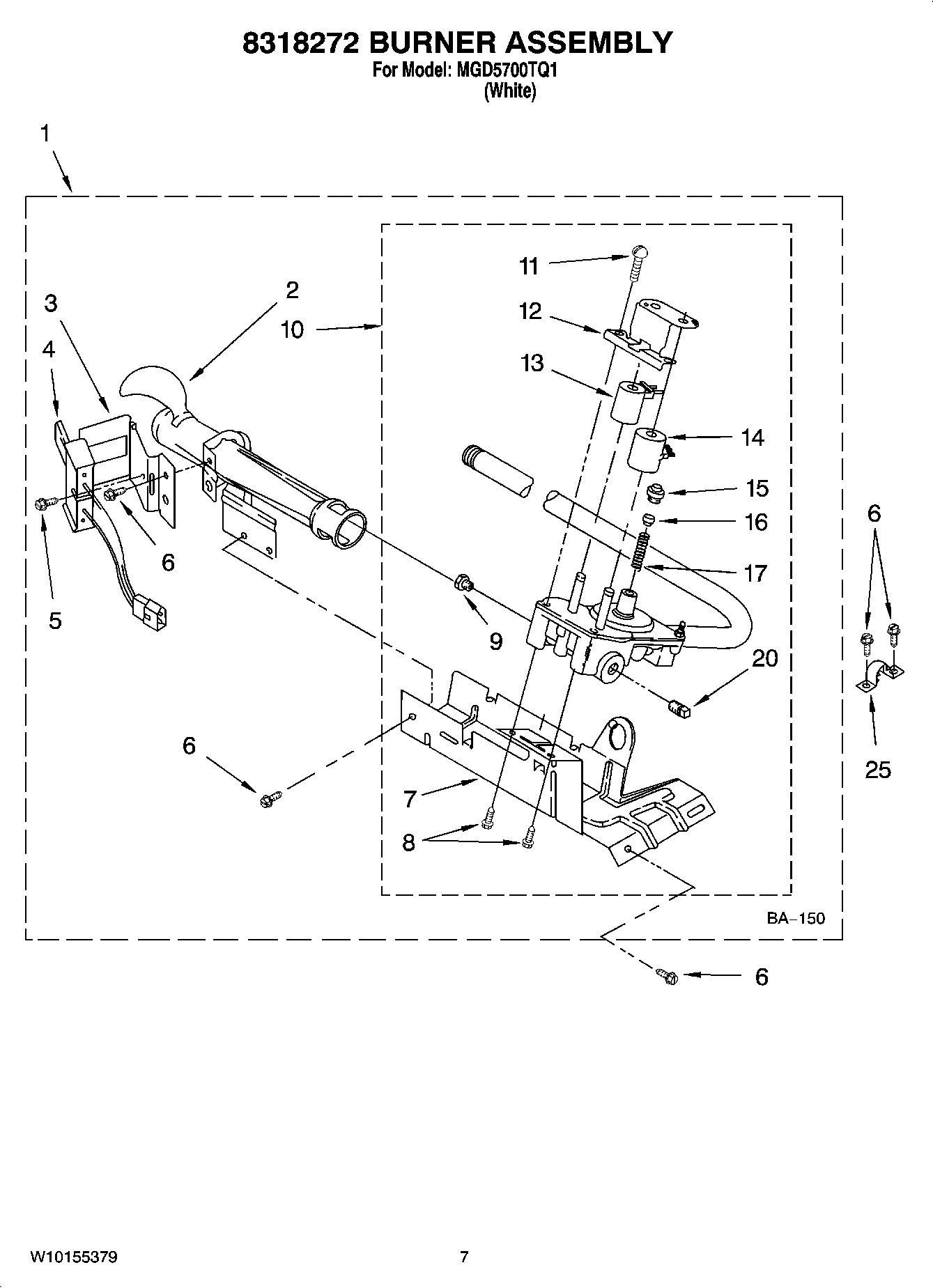 04 - 8318272 BURNER ASSEMBLY, OPTIONAL PARTS (NOT INCLUDED)