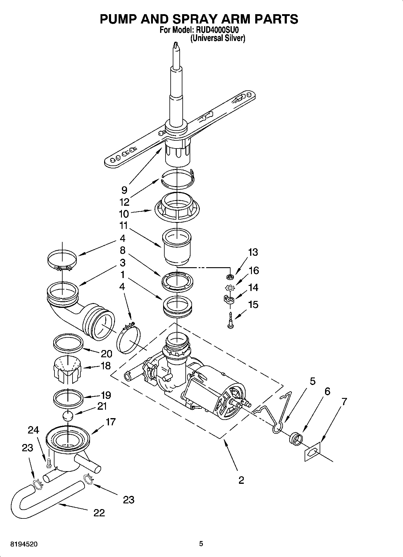 04 - PUMP AND SPRAY ARM PARTS