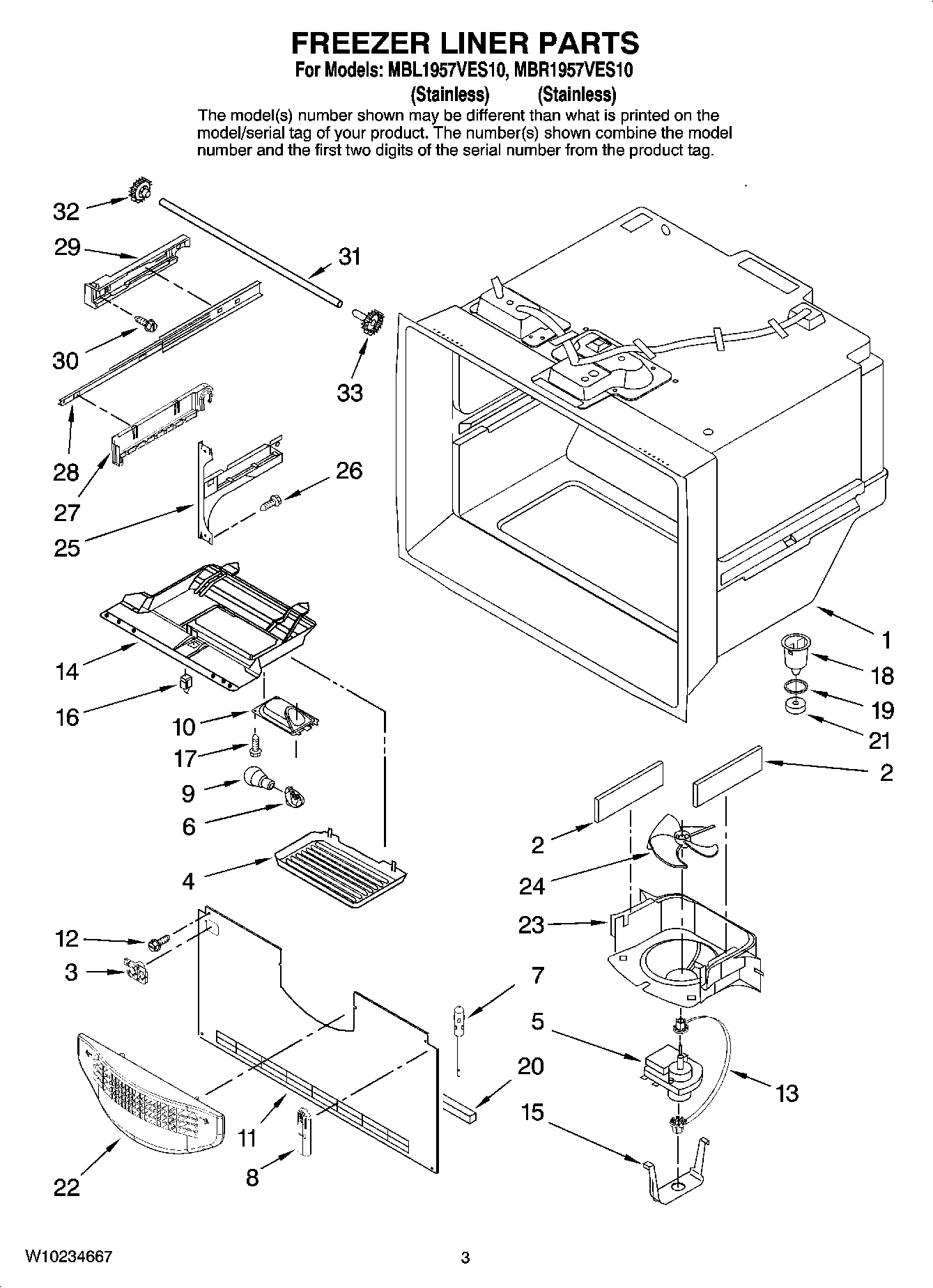 02 - FREEZER LINER PARTS