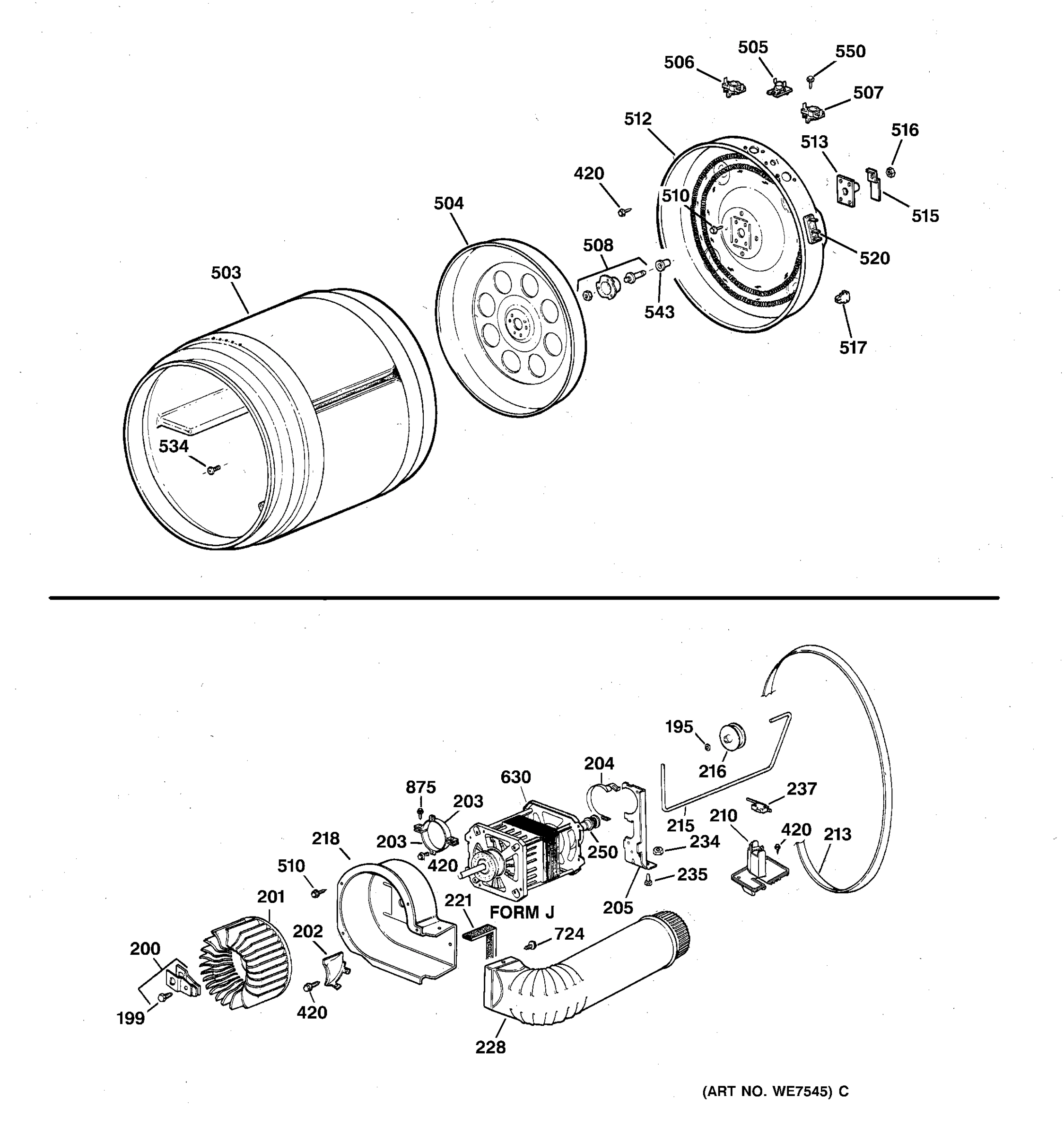 DRUM, BLOWER & DRIVE ASSEMBLY