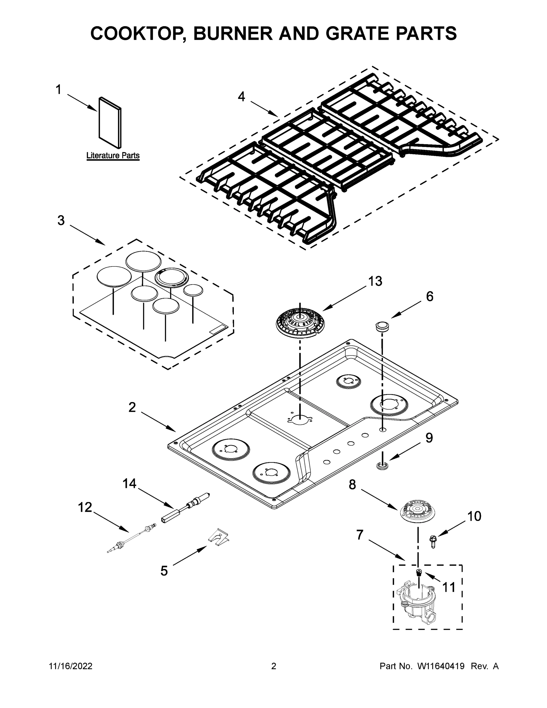 02 - COOKTOP, BURNER AND GRATE PARTS