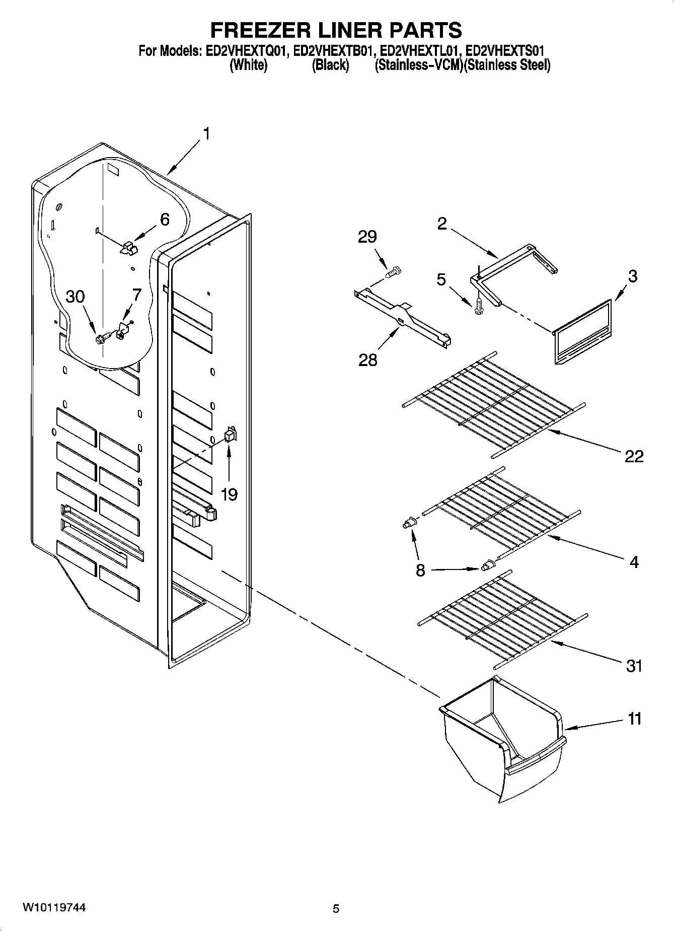04 - FREEZER LINER PARTS