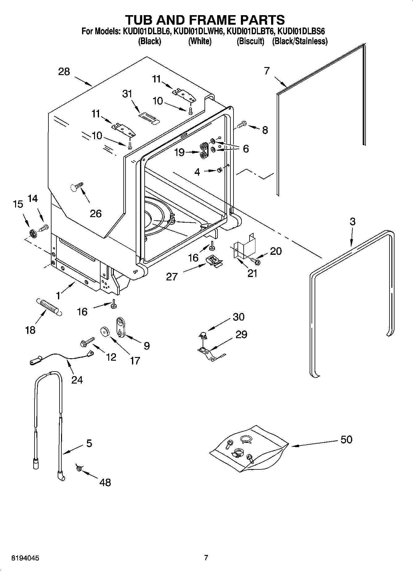 07 - TUB AND FRAME PARTS