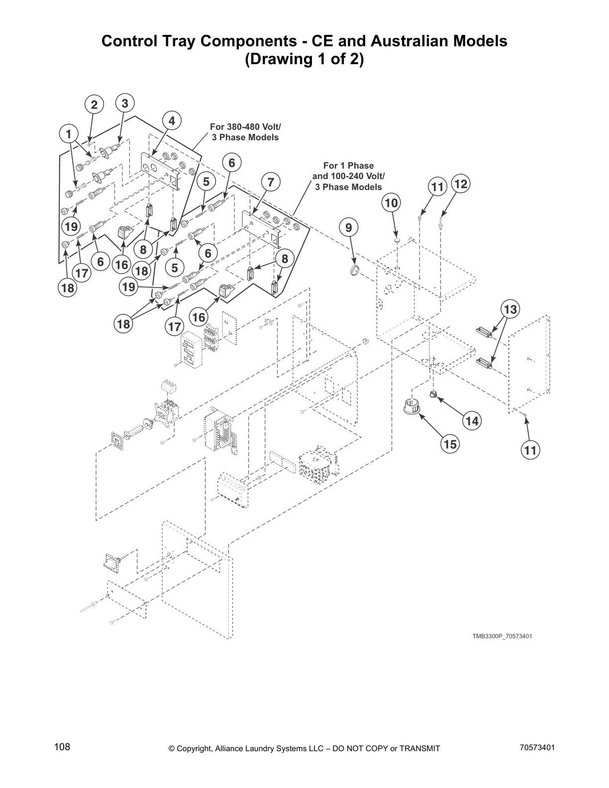 Control Tray Components - CE and Australian Models
(Drawing 1 of 2)