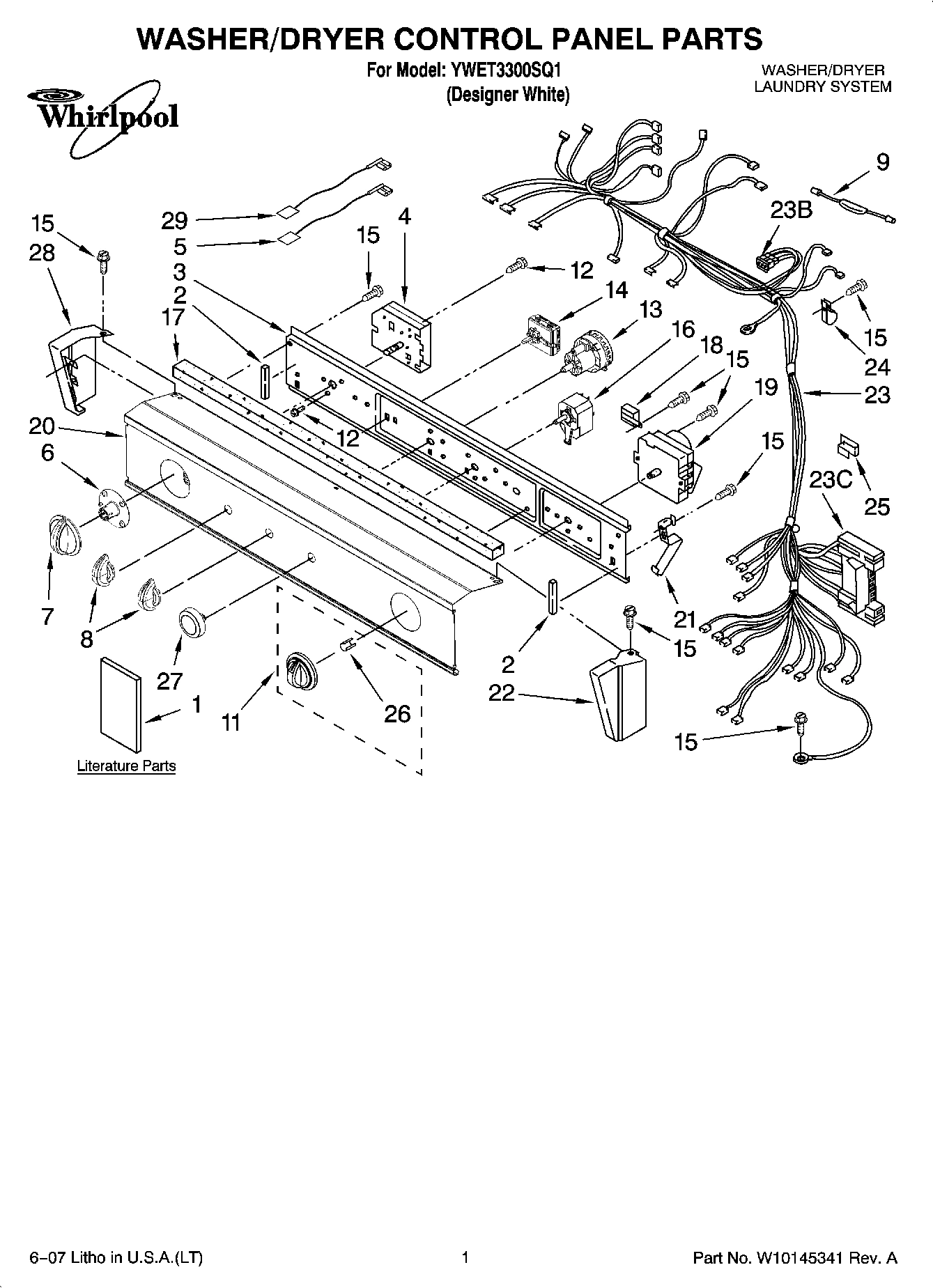 01 - WASHER/DRYER CONTROL PANEL PARTS