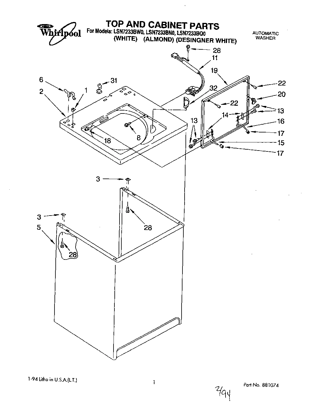 01 - TOP AND CABINET, LIT/OPTIONAL