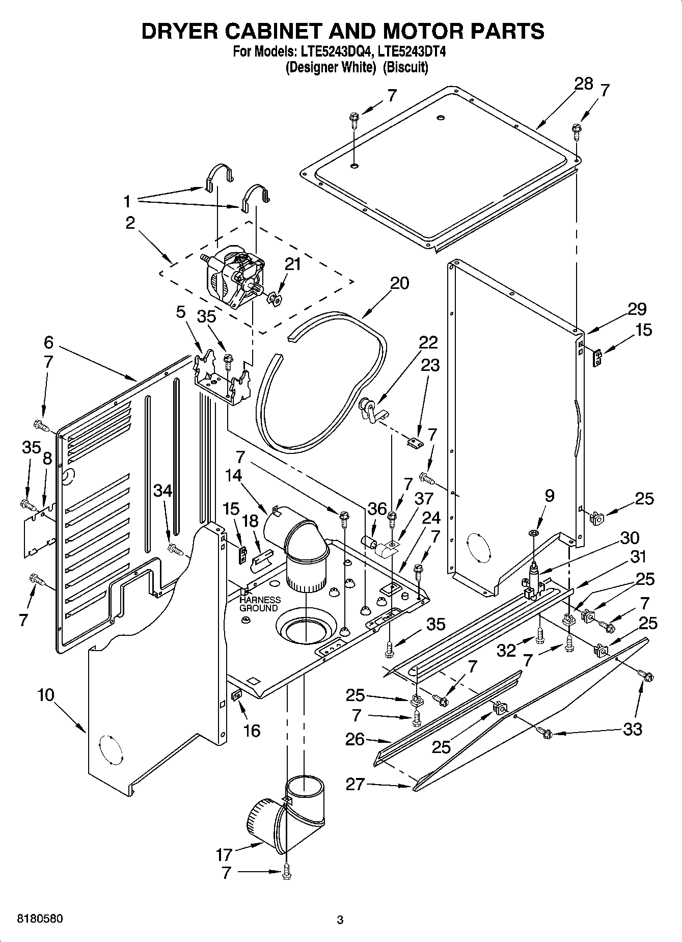 03 - DRYER CABINET AND MOTOR PARTS