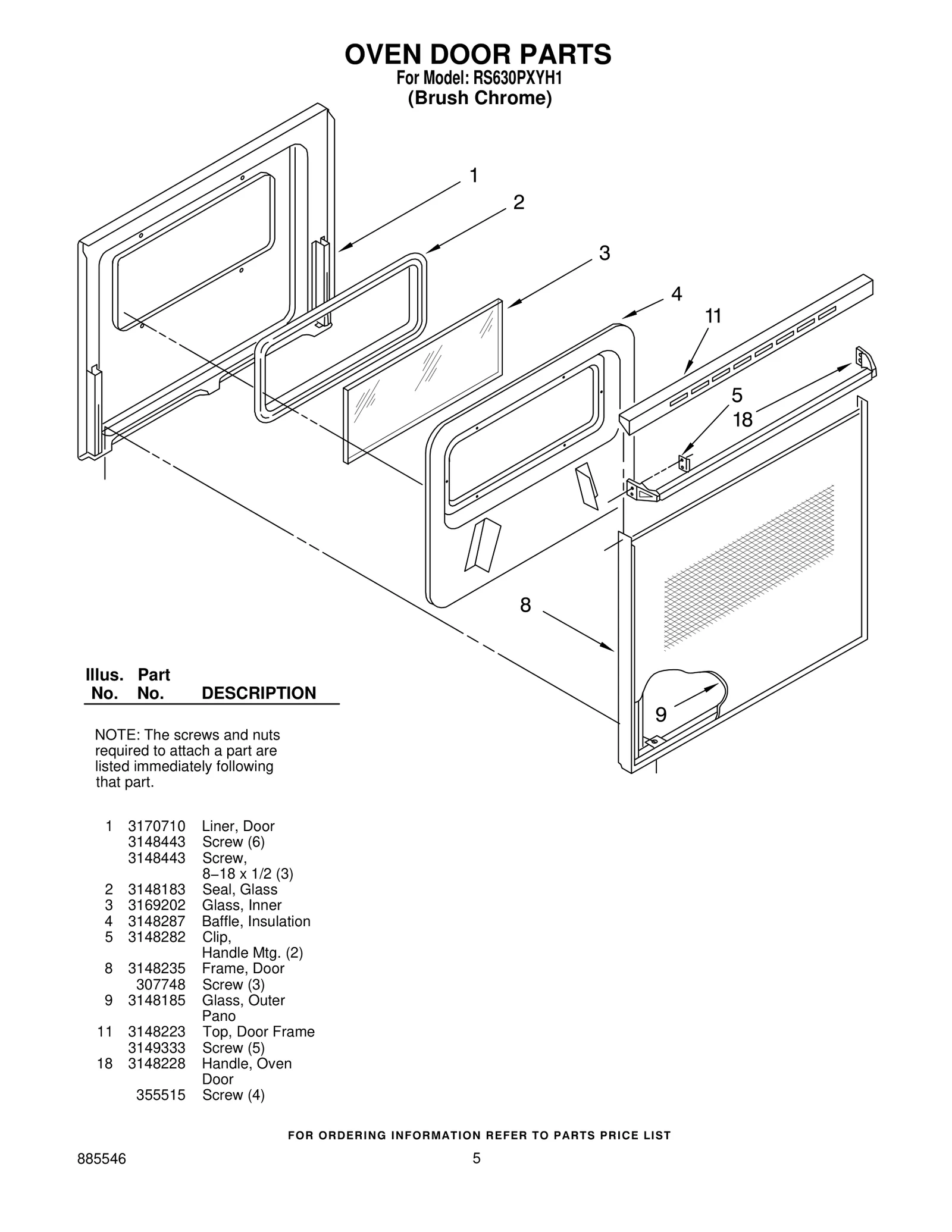 OVEN DOOR PARTS