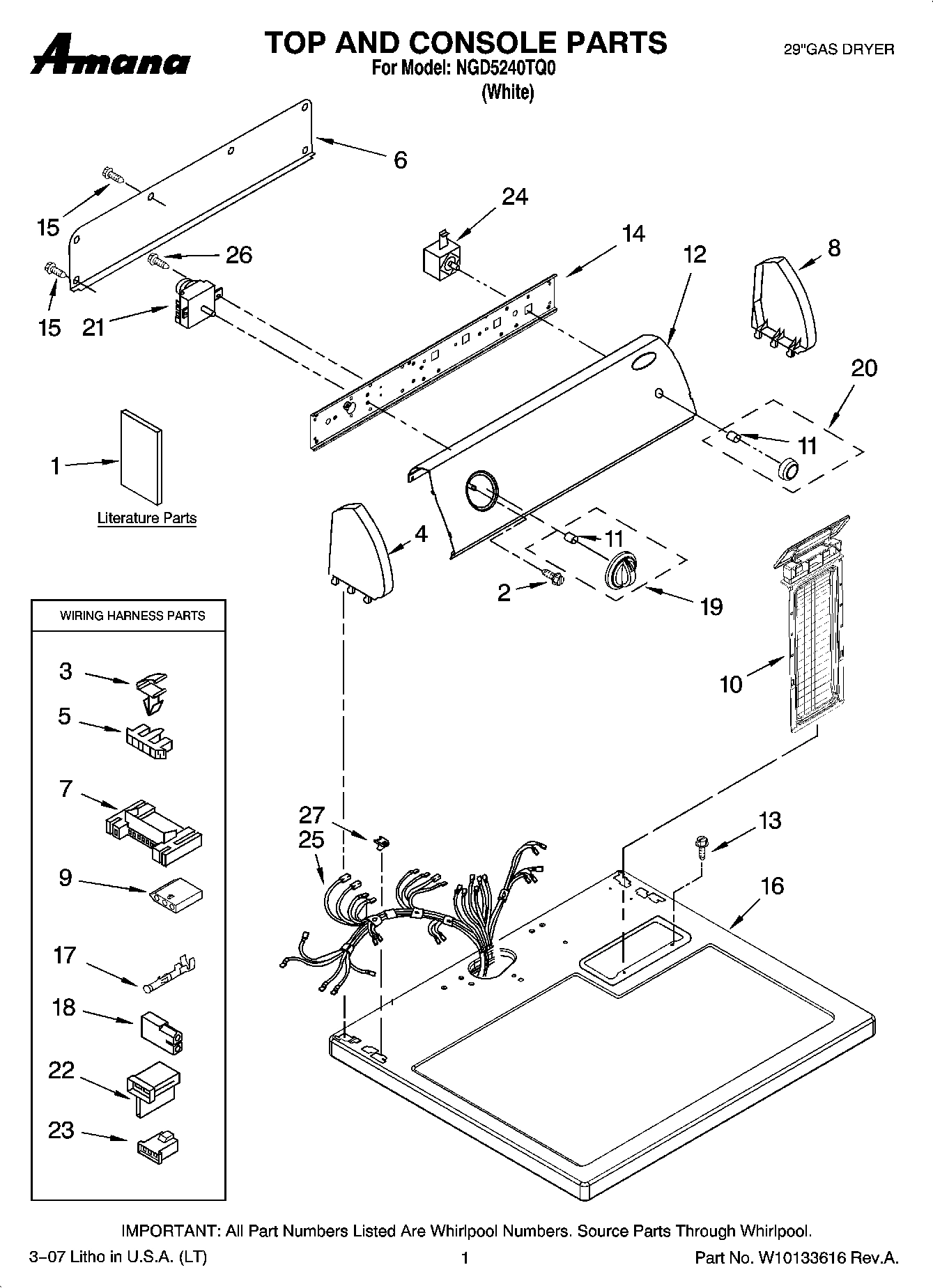 01 - TOP AND CONSOLE PARTS