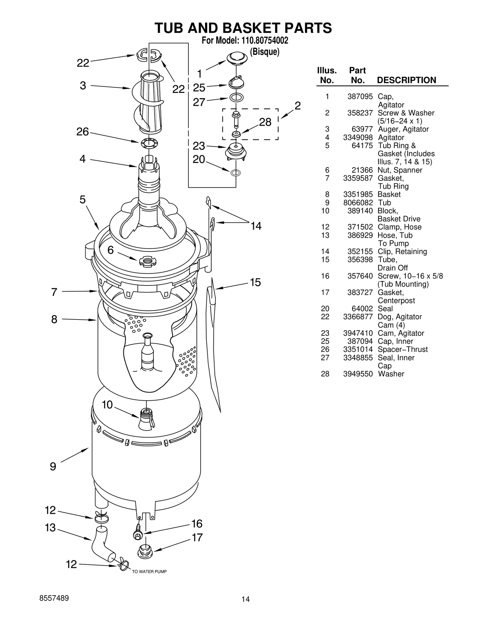 TUB AND BASKET PARTS