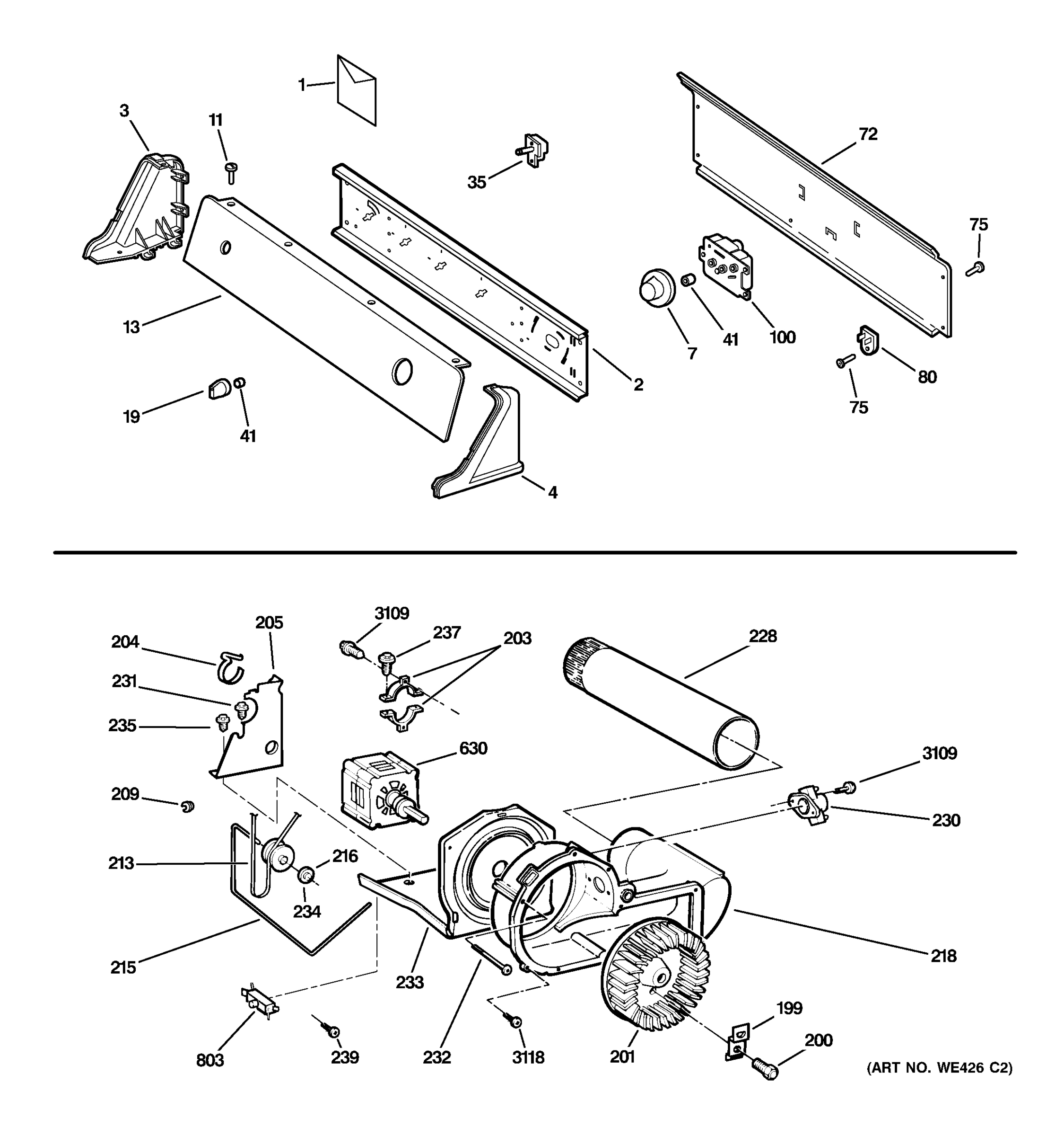 BACKSPLASH, BLOWER & MOTOR ASSEMBLY