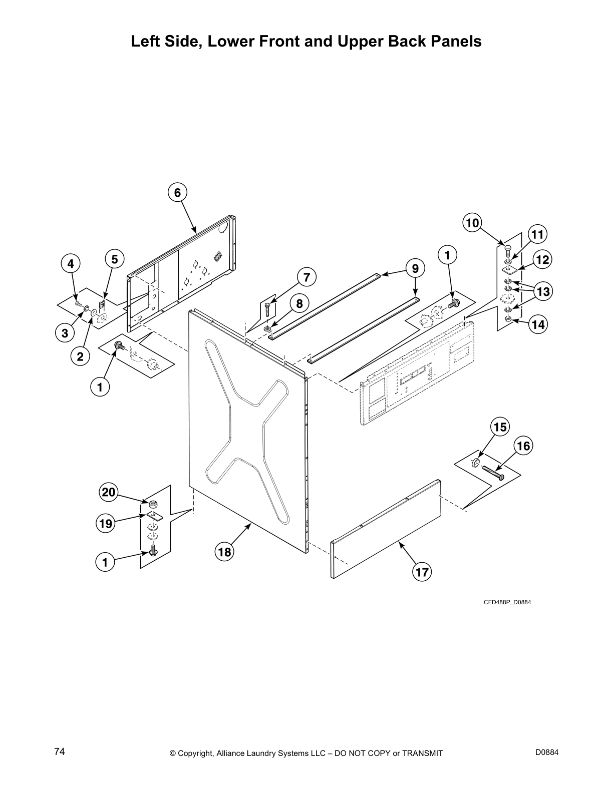 Left Side, Lower Front and Upper Back Panels