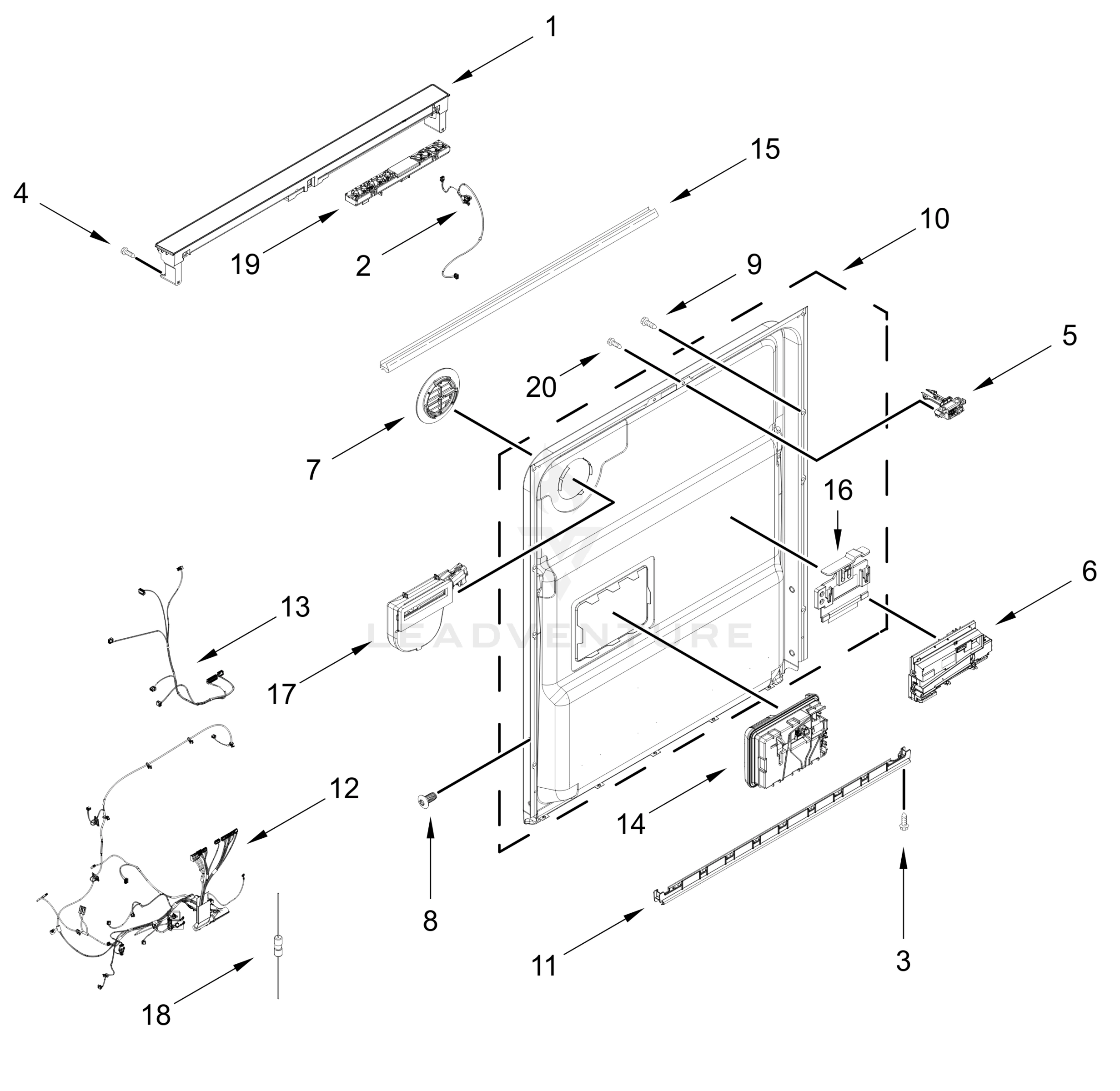 CONTROL PANEL AND INNER DOOR PARTS