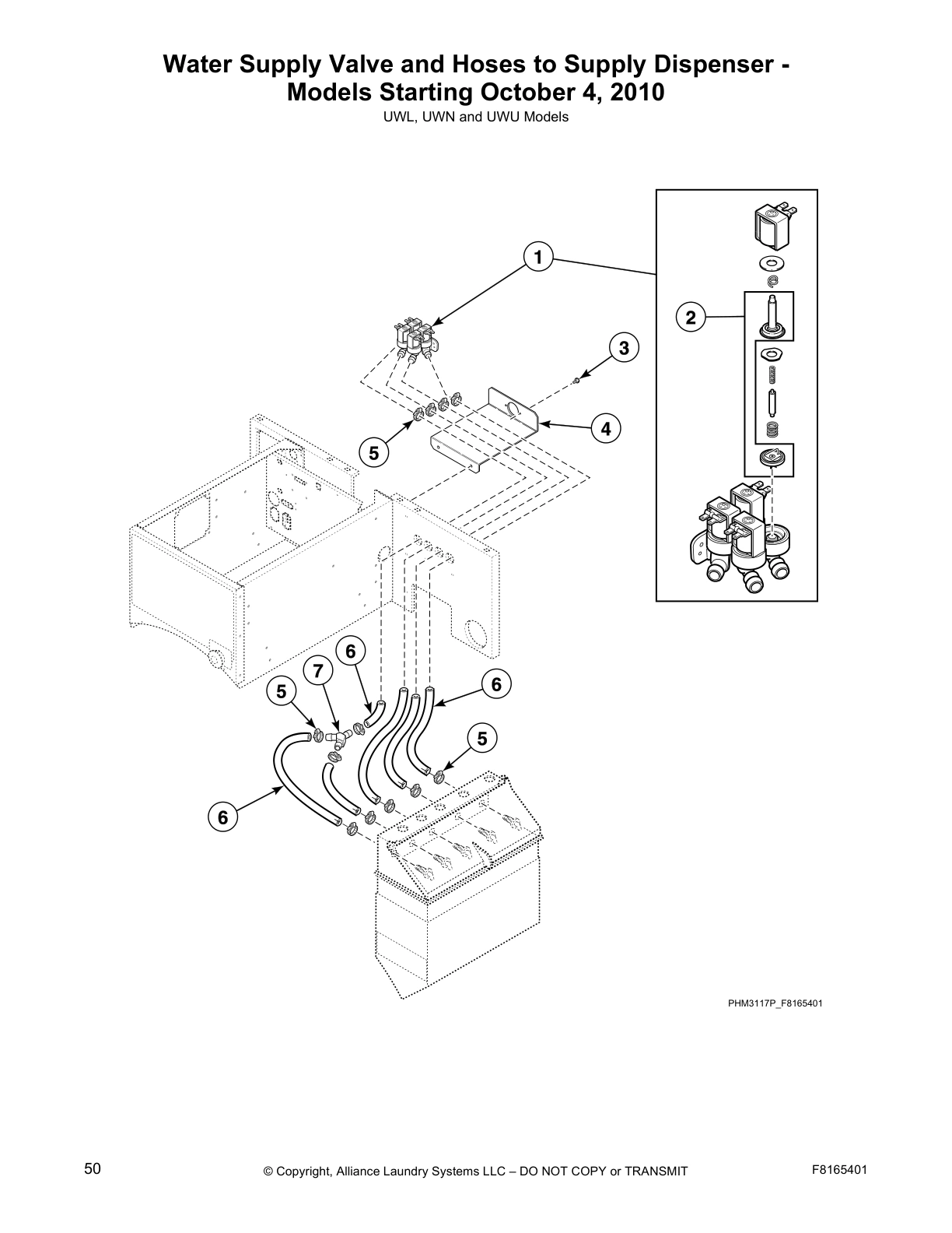 Water Supply Valve and Hoses to Supply Dispenser - 
Models Starting October 4, 2010