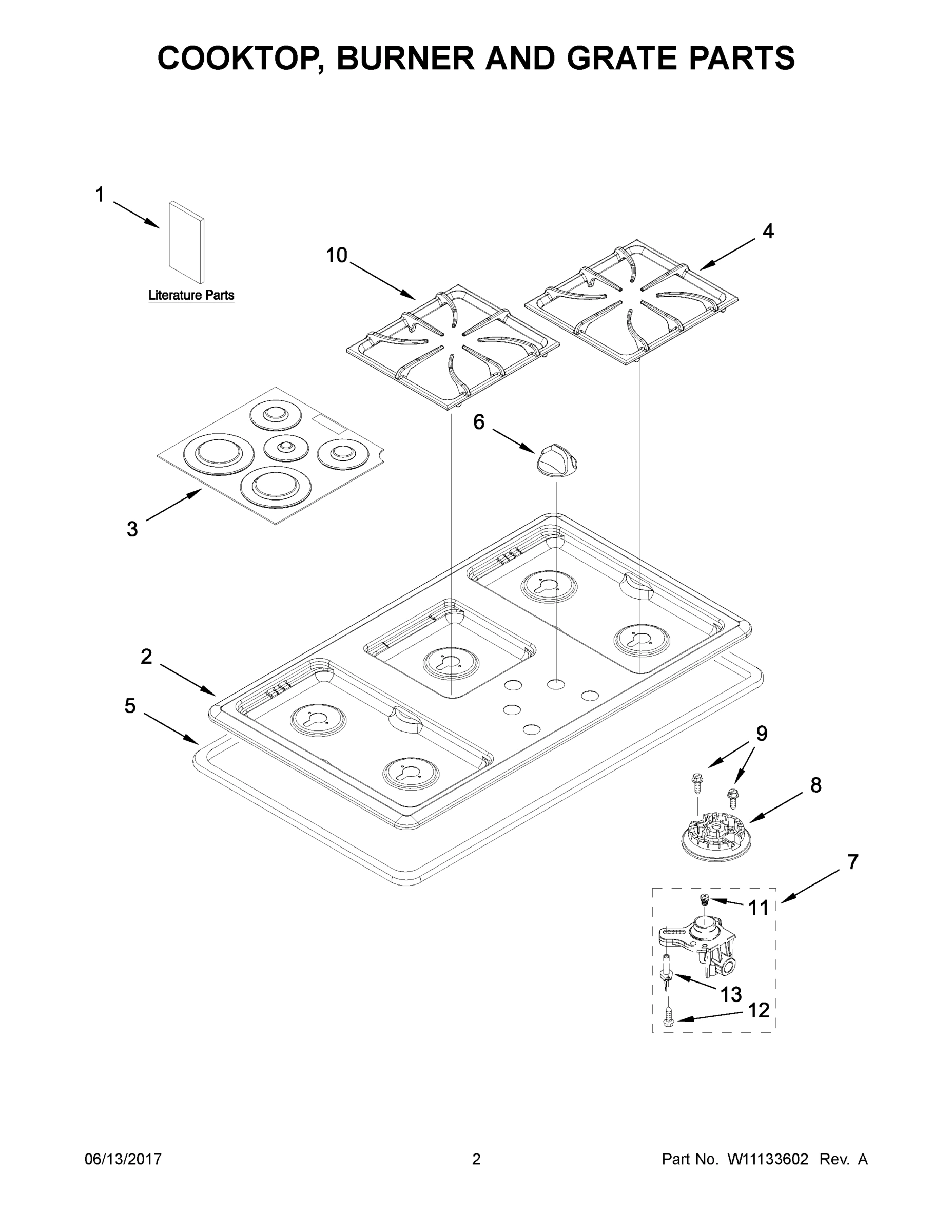 02 - COOKTOP, BURNER AND GRATE PARTS