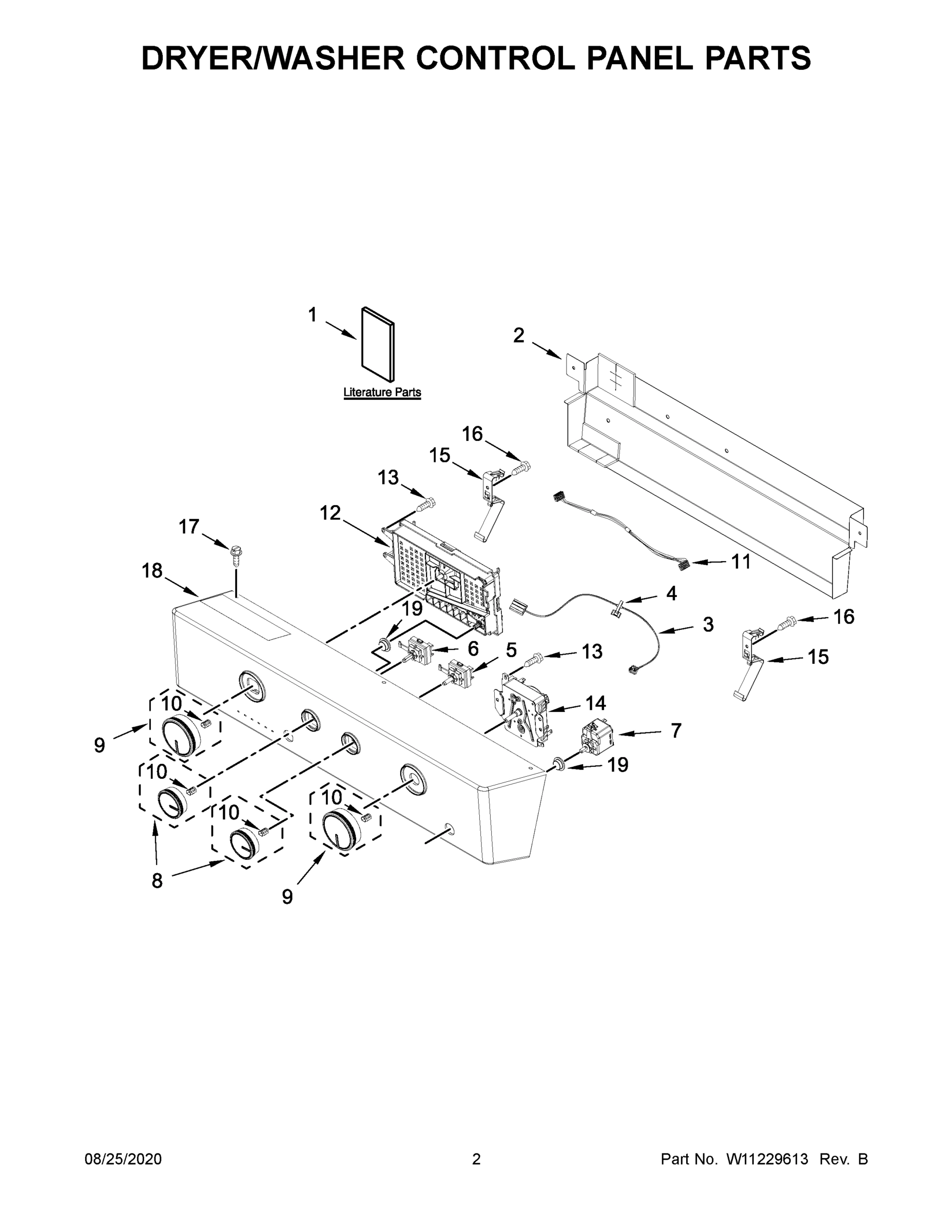 02 - DRYER/WASHER CONTROL PANEL PARTS