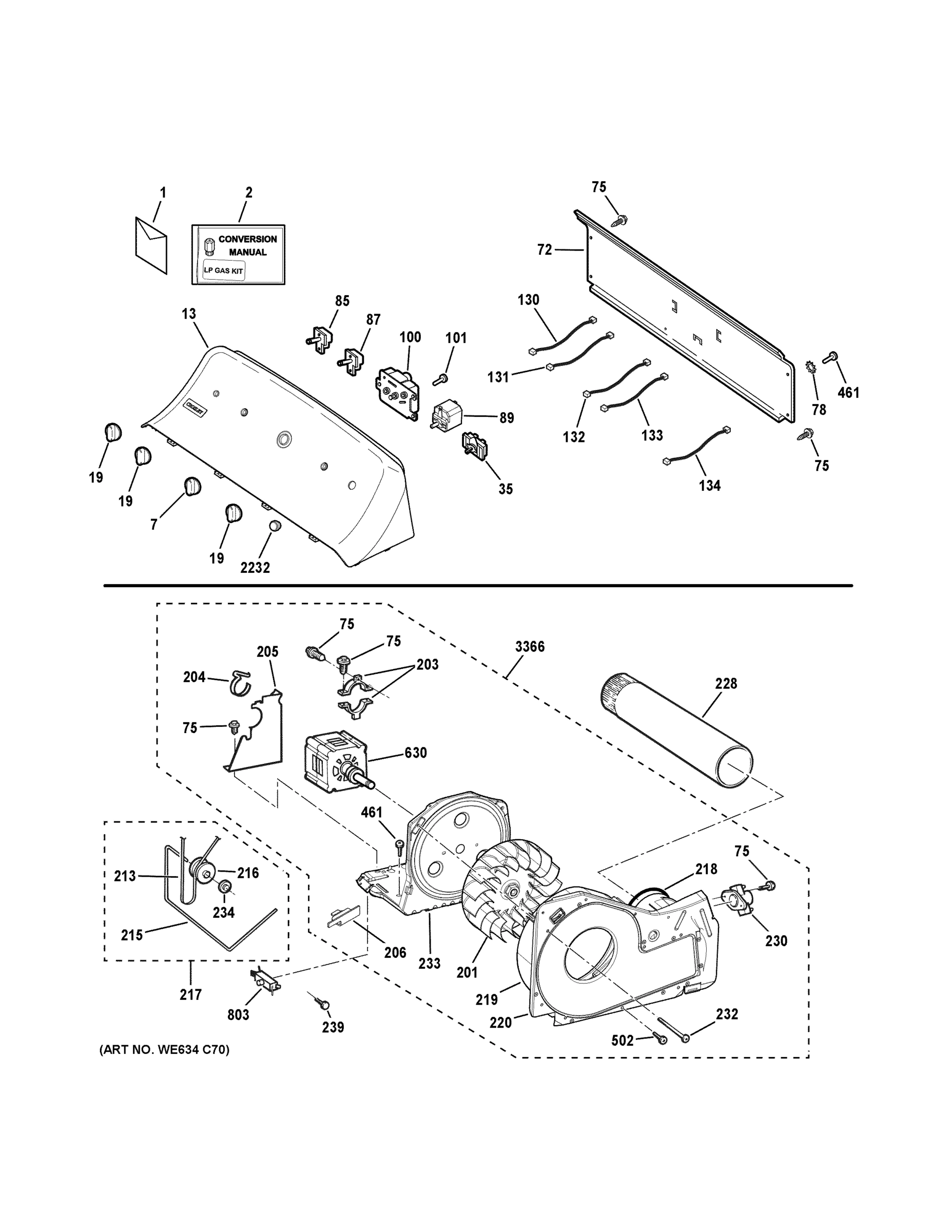 BACKSPLASH, BLOWER & MOTOR ASSEMBLY