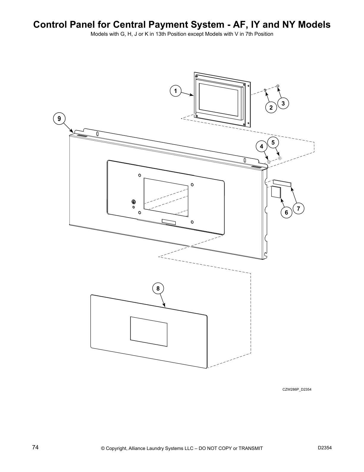 Control Panel for Central Payment System - AF, IY and NY Models