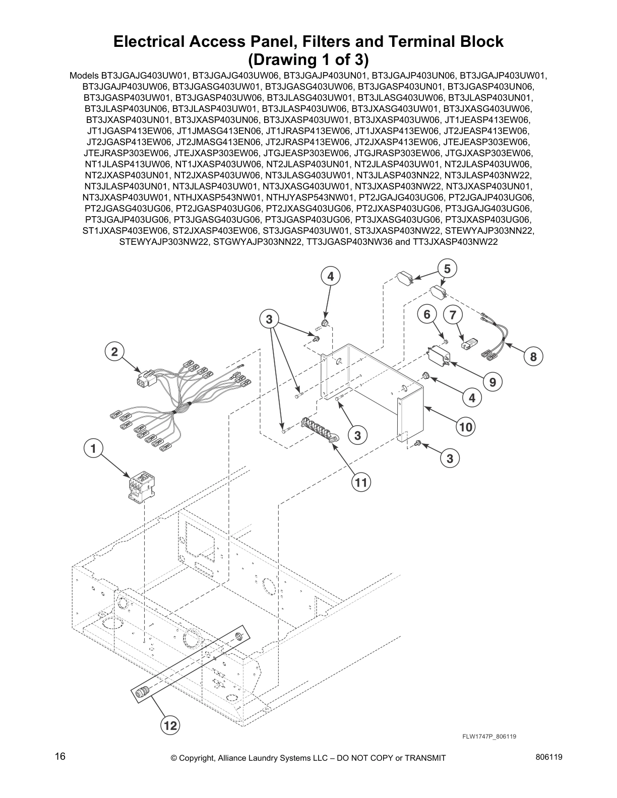 Electrical Access Panel, Filters and Terminal Block
(Drawing 1 of 3)