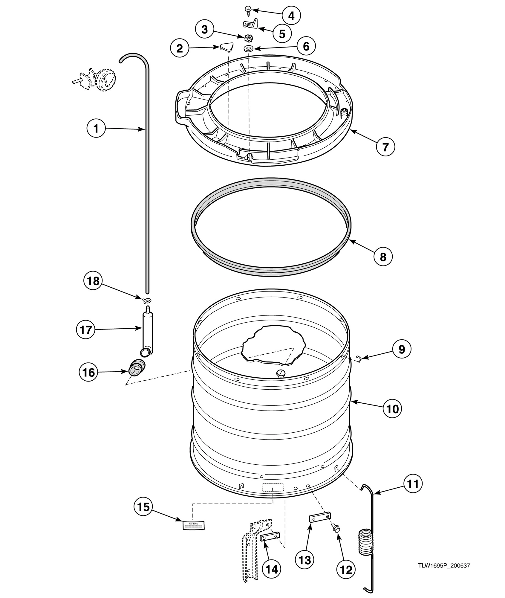 Outer Tub, Cover and Pressure Hose