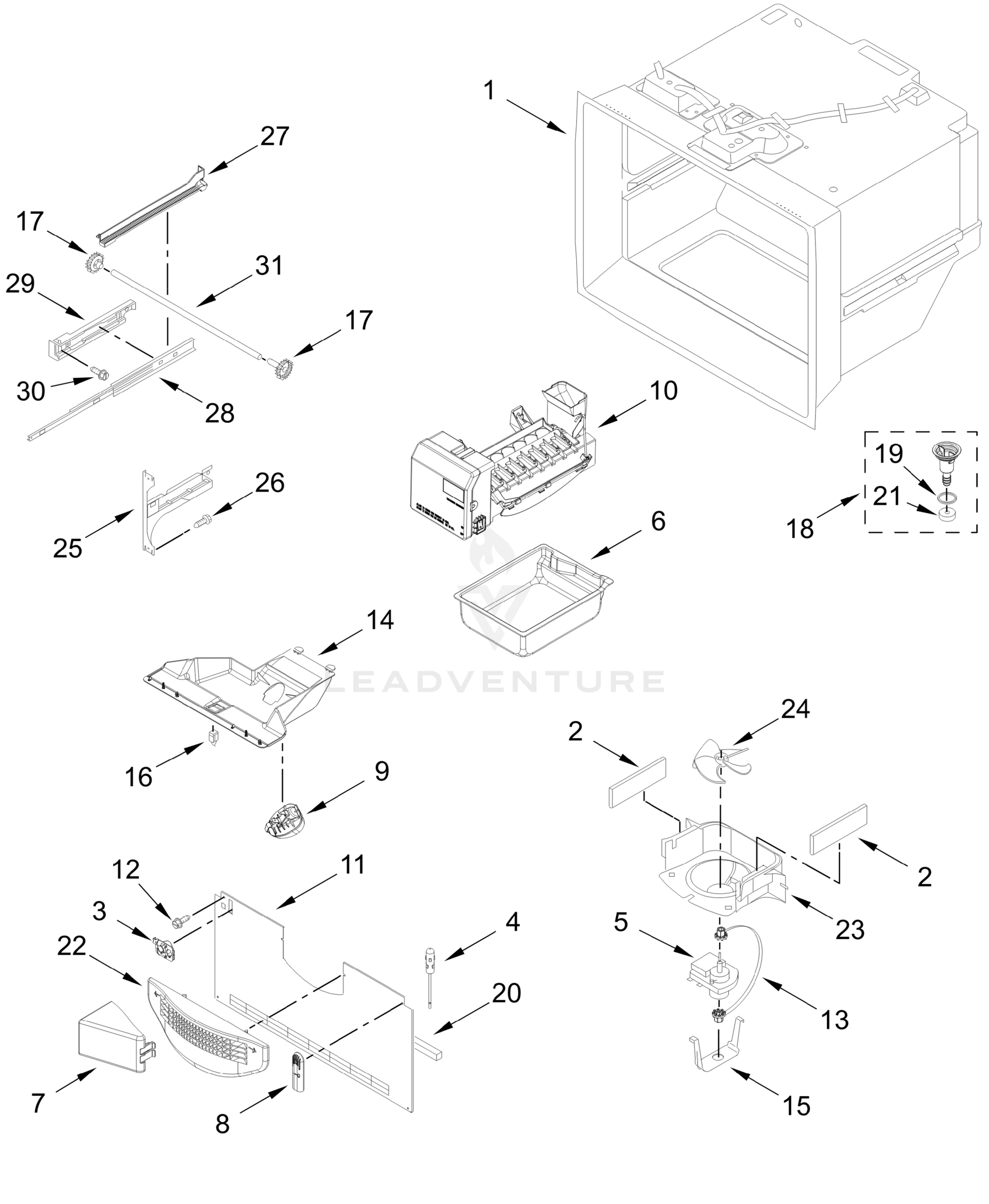 FREEZER LINER AND ICEMAKER PARTS