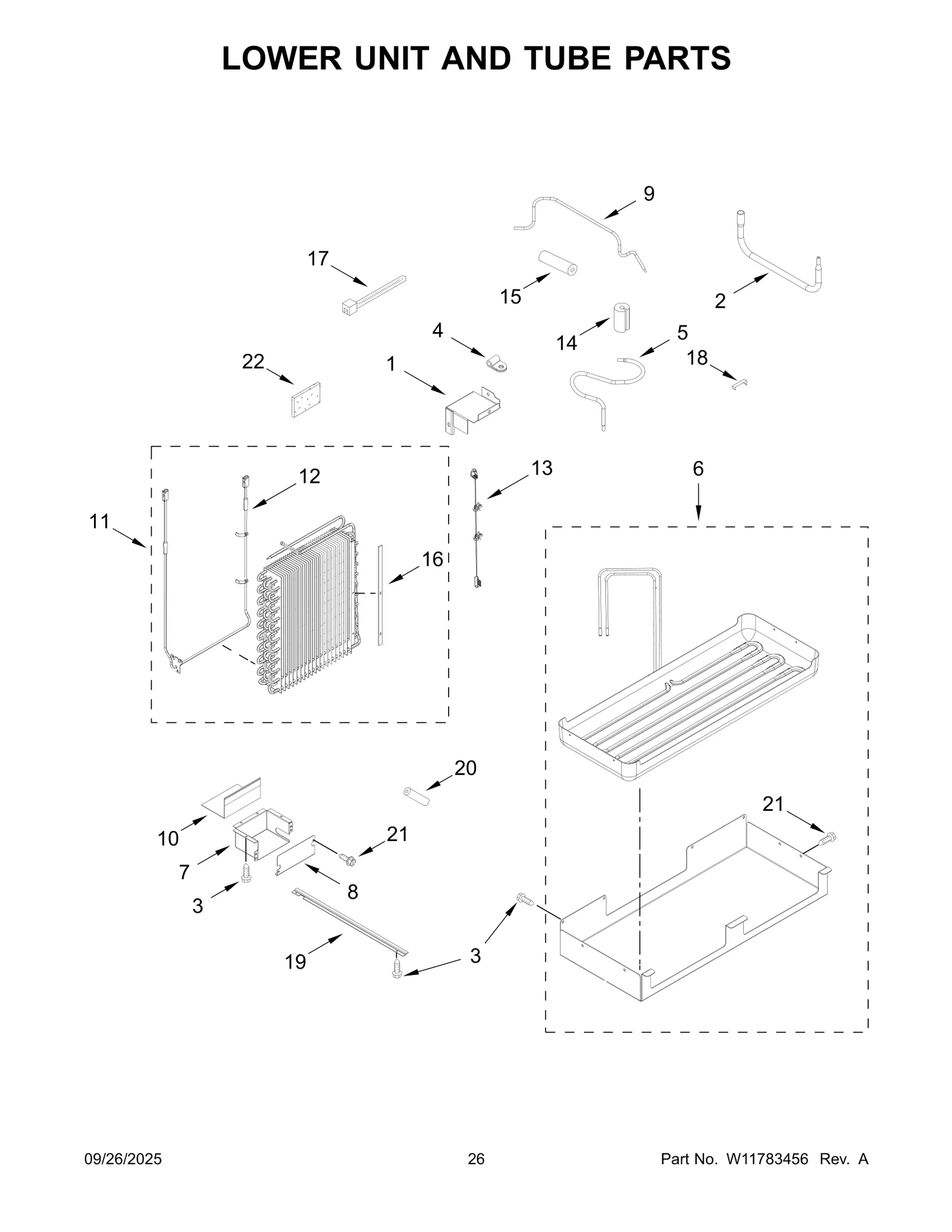 LOWER UNIT AND TUBE PARTS