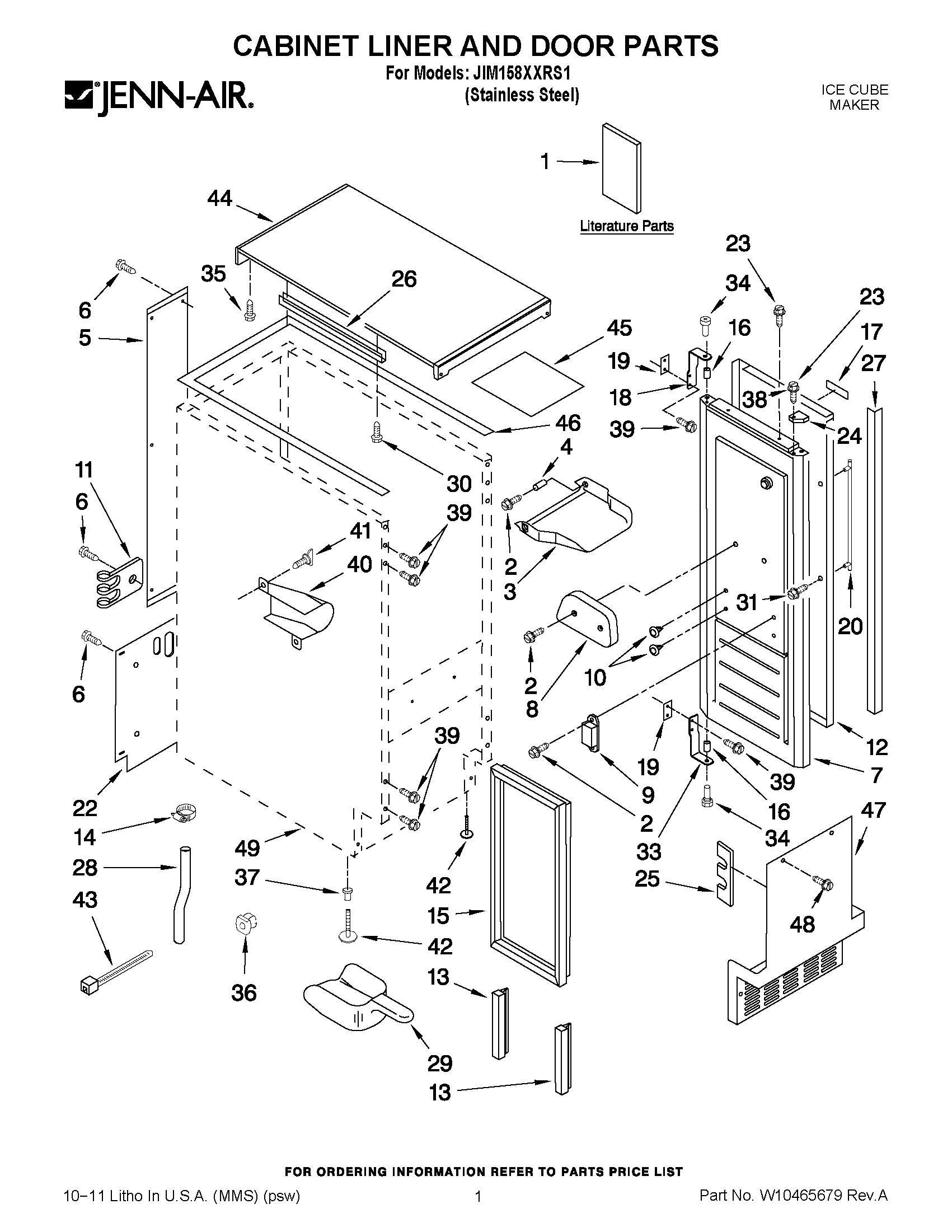 01 - CABINET LINER AND DOOR PARTS