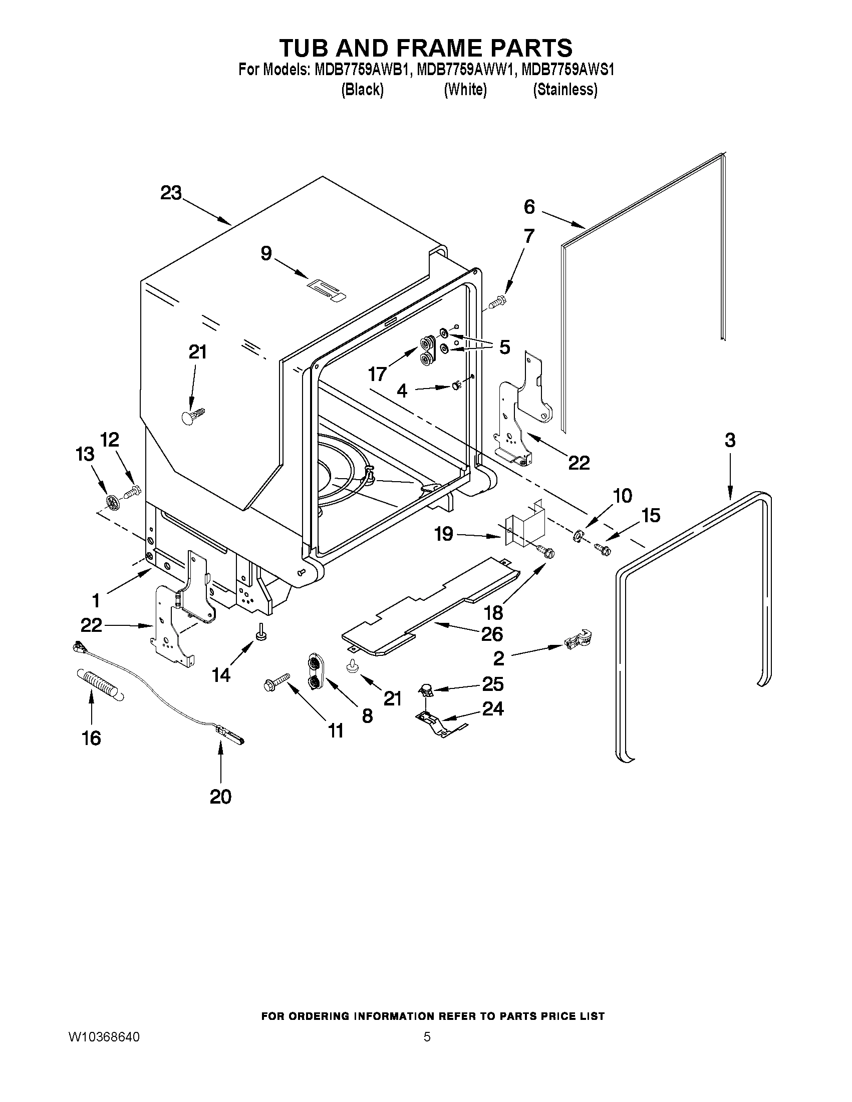 05 - TUB AND FRAME PARTS