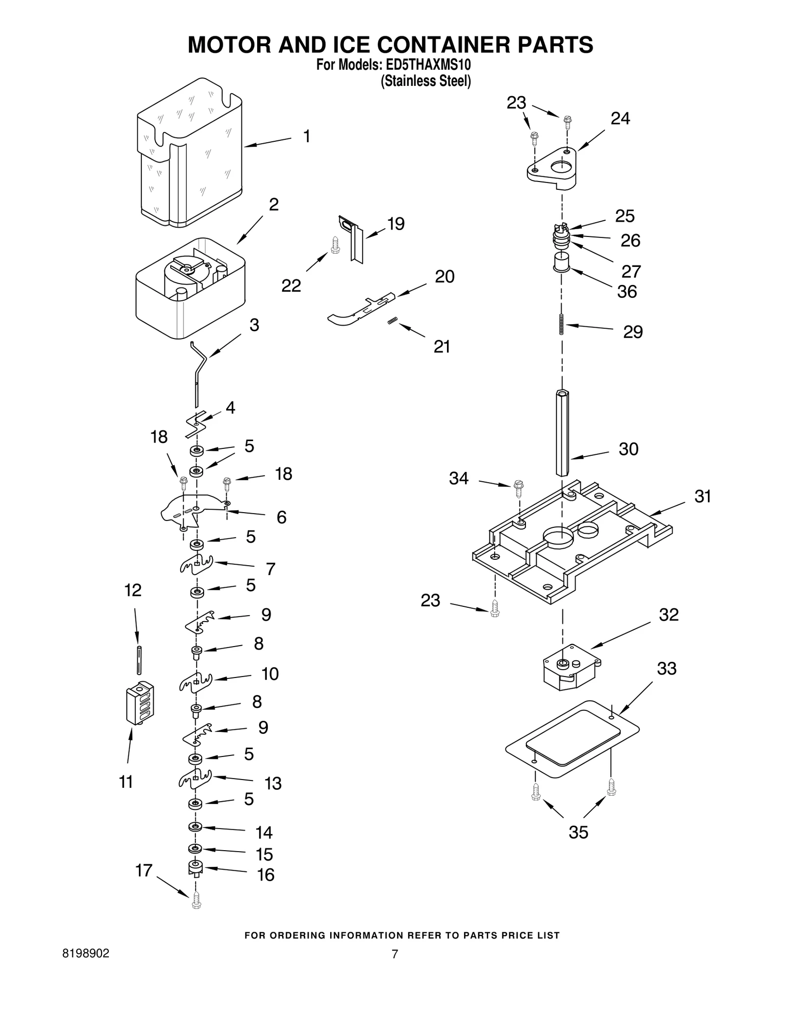 MOTOR AND ICE CONTAINER PARTS