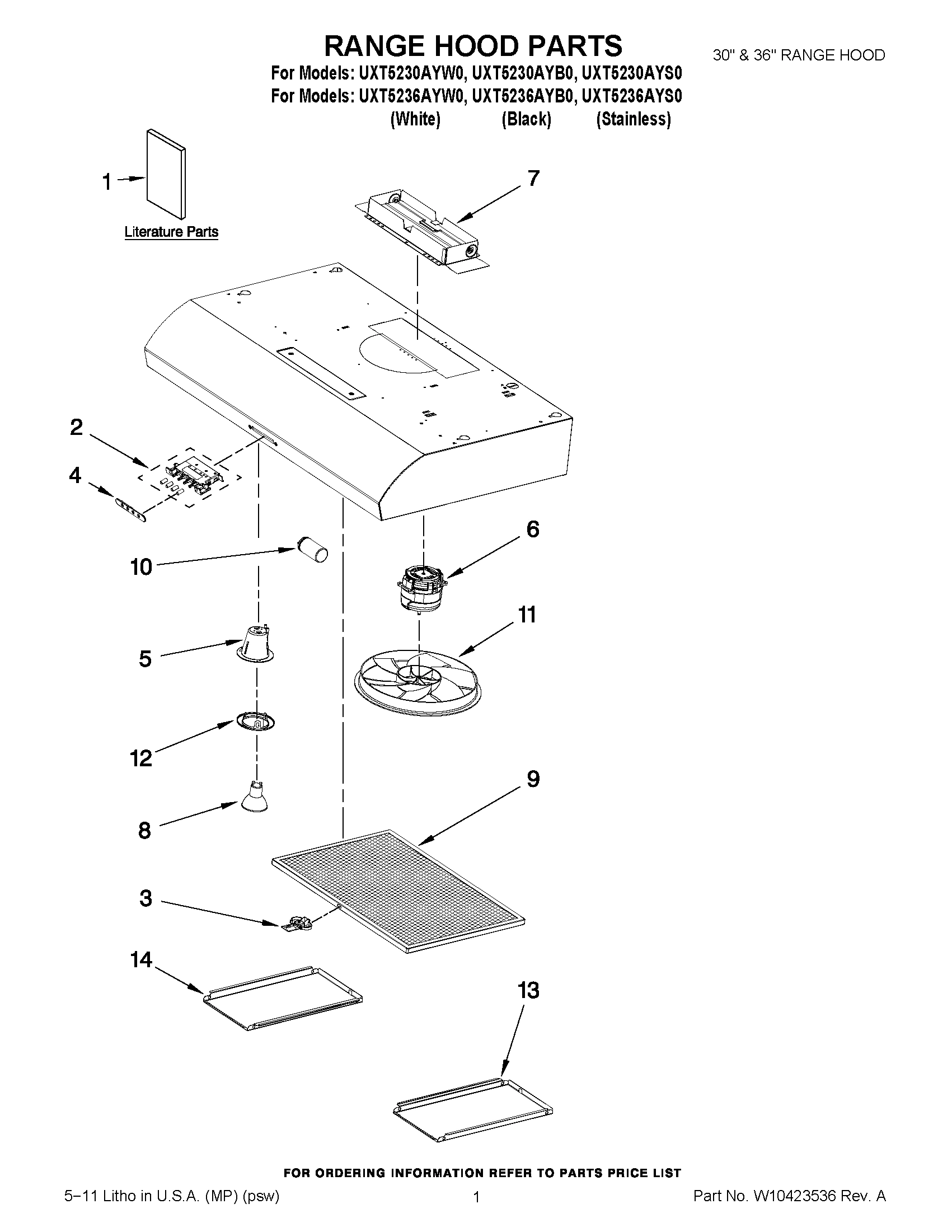 01 - RANGE HOOD PARTS
