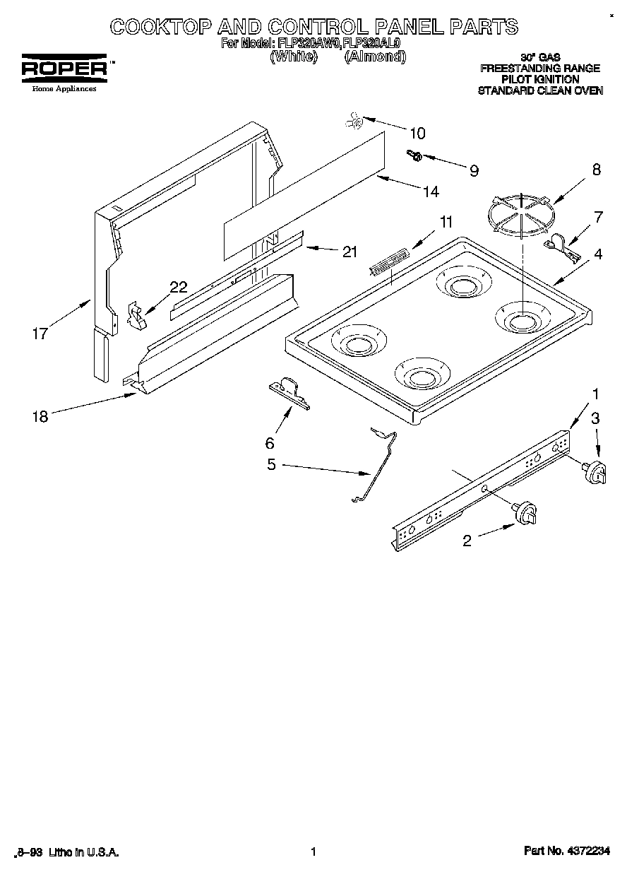 01 - COOKTOP AND CONTROL PANEL, LITERATURE