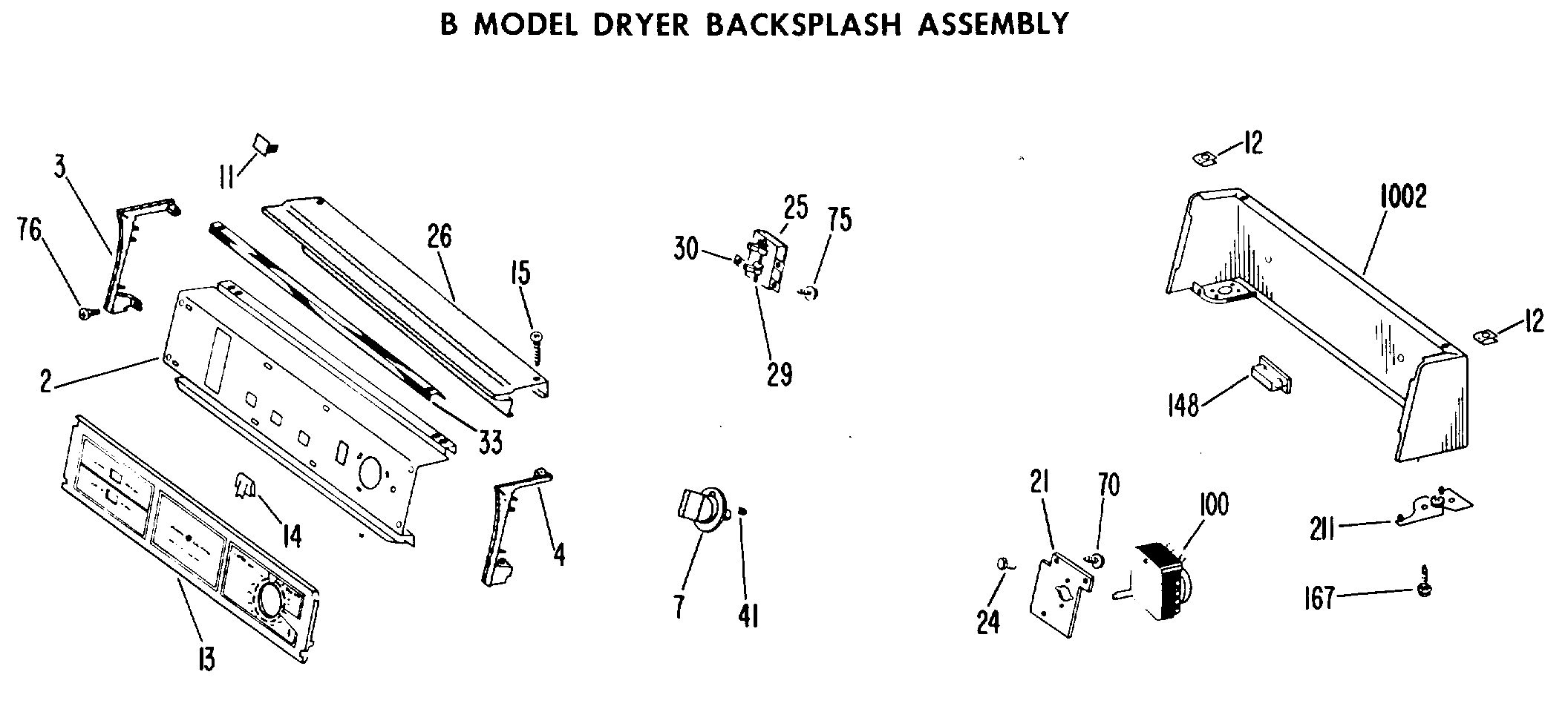 B MODEL DRYER BACKSPLASH ASSEMBLY