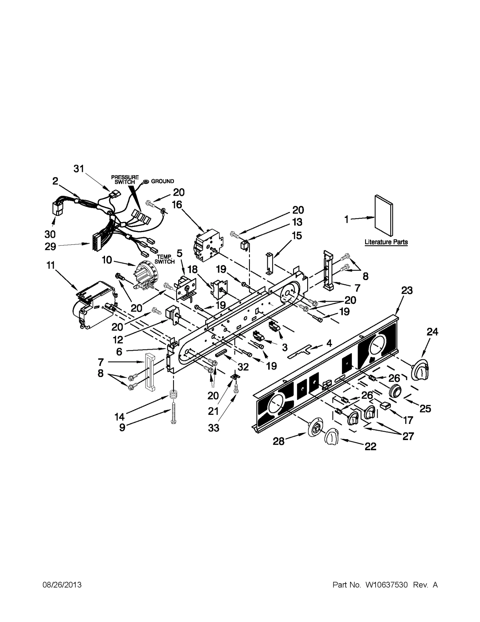 WASHER/DRYER CONTROL PANEL PARTS
