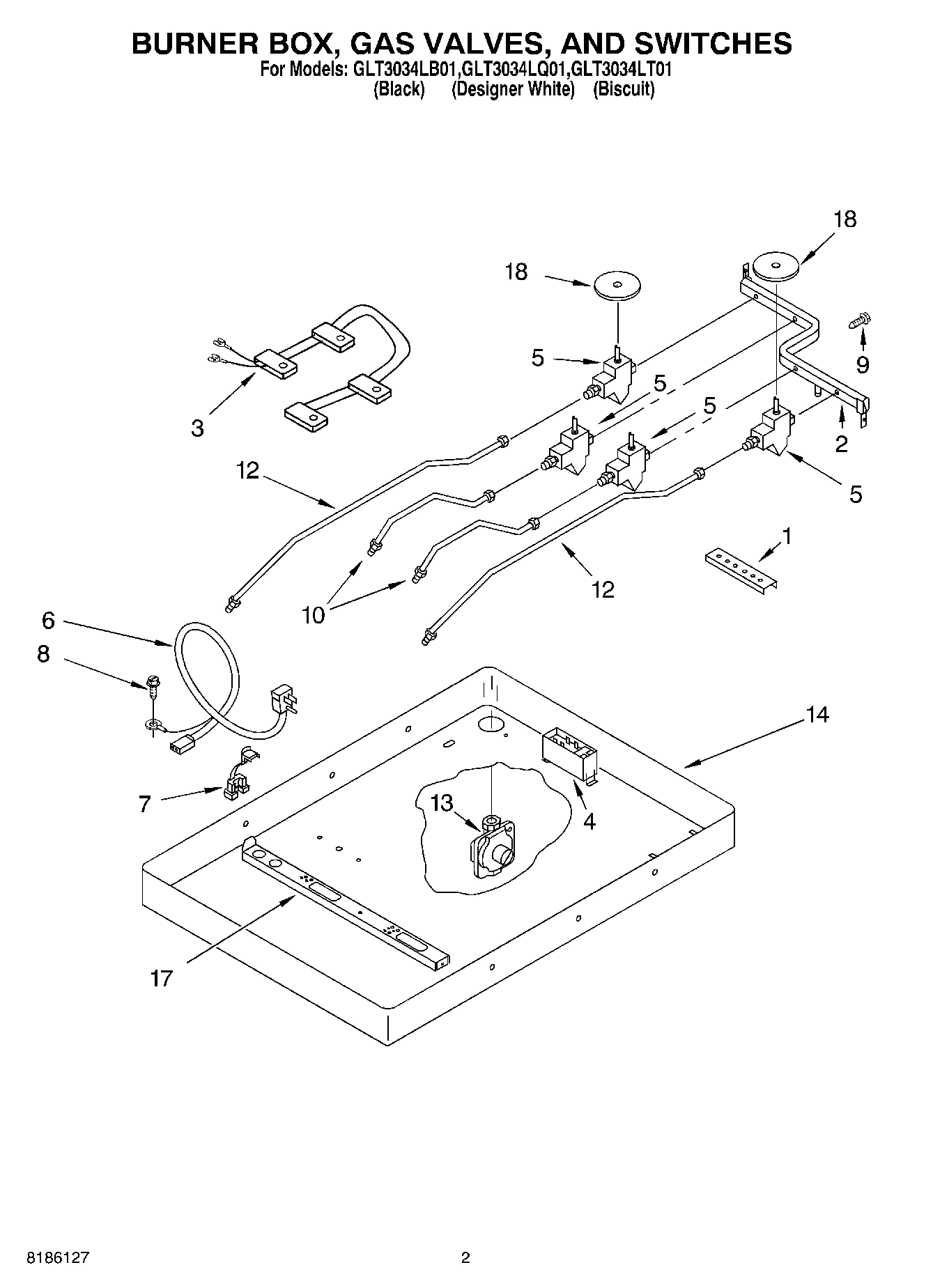02 - BURNER BOX, GAS VALVES, AND SWITCHES