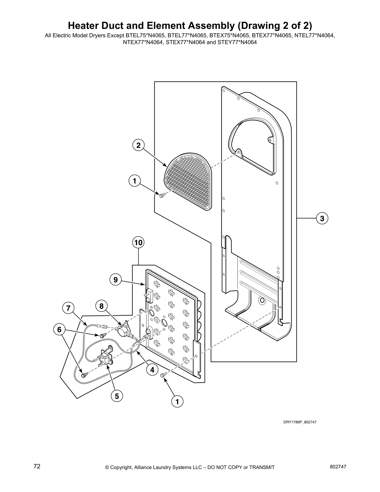 Heater Duct and Element Assembly (Drawing 2 of 2)