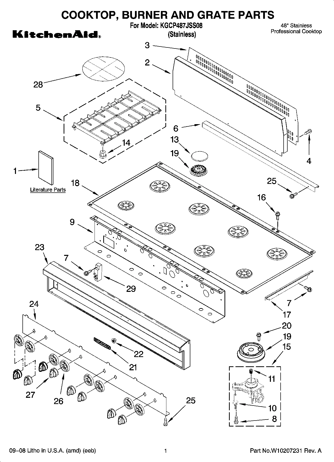 01 - COOKTOP, BURNER AND GRATE PARTS