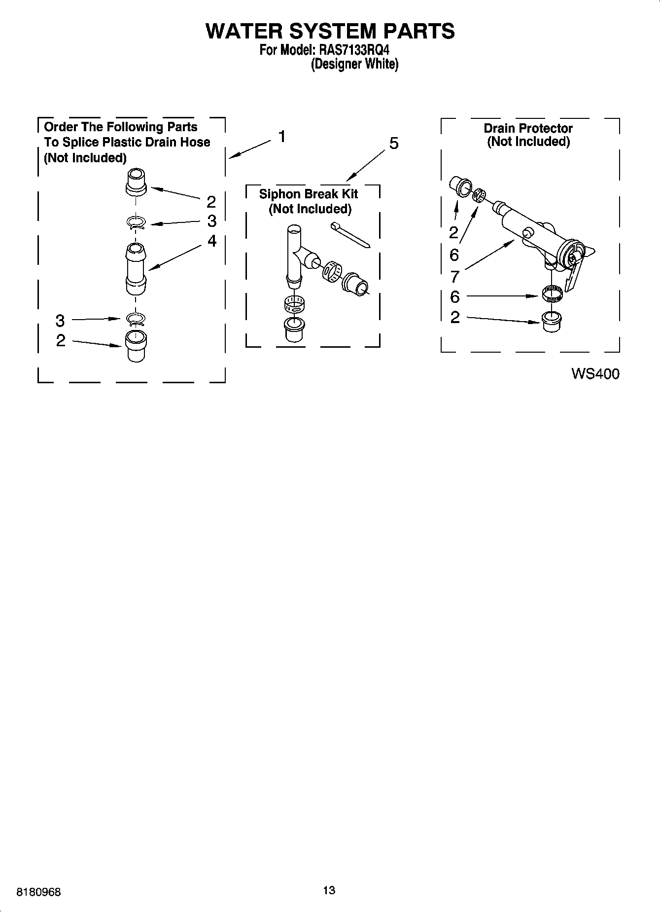 09 - WATER SYSTEM PARTS, OPTIONAL PARTS (NOT INCLUDED)