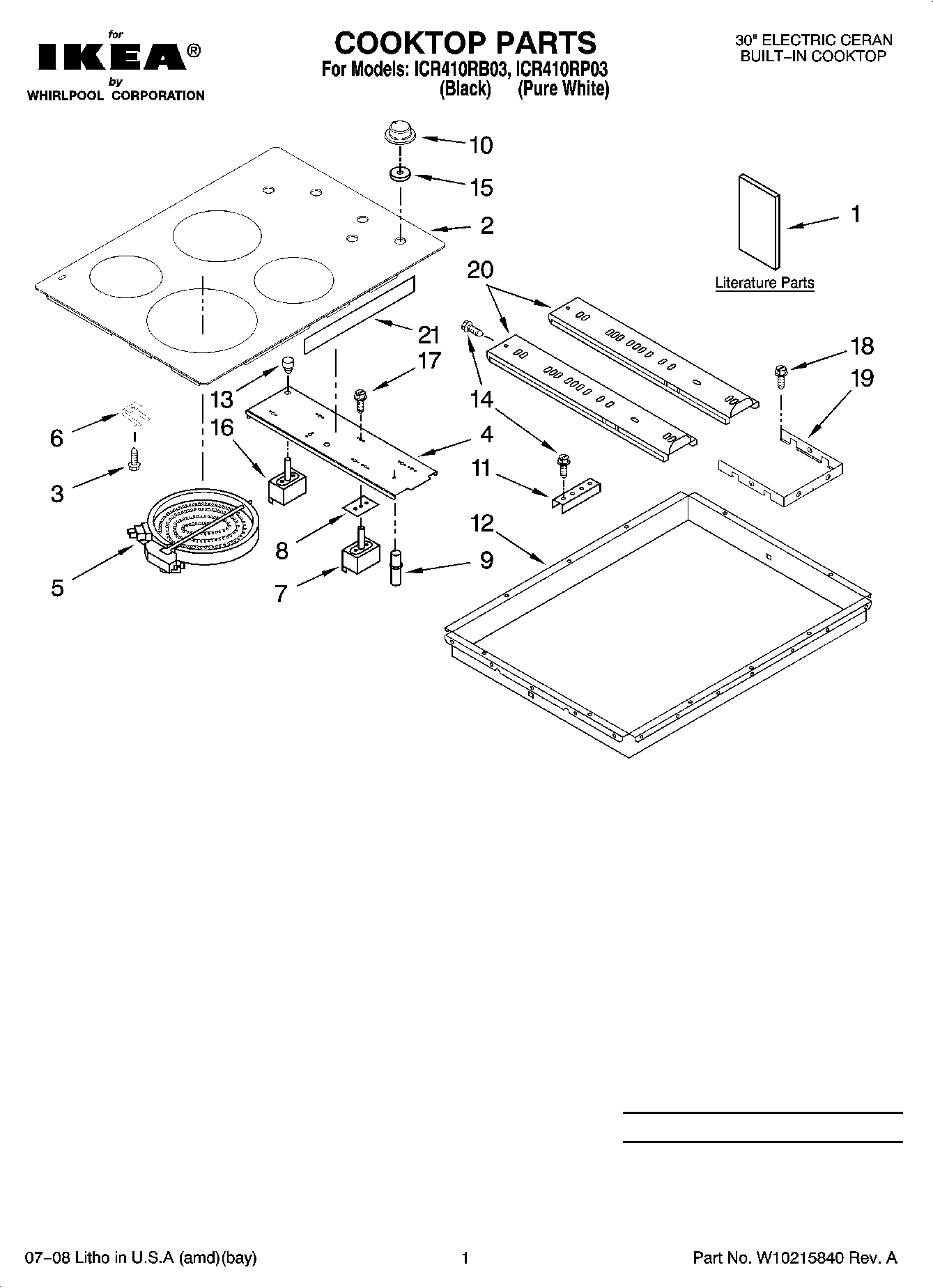 01 - COOKTOP PARTS, OPTIONAL PARTS (NOT INCLUDED)