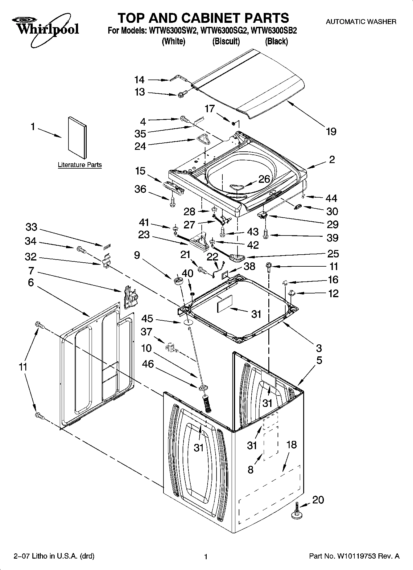 01 - TOP AND CABINET PARTS