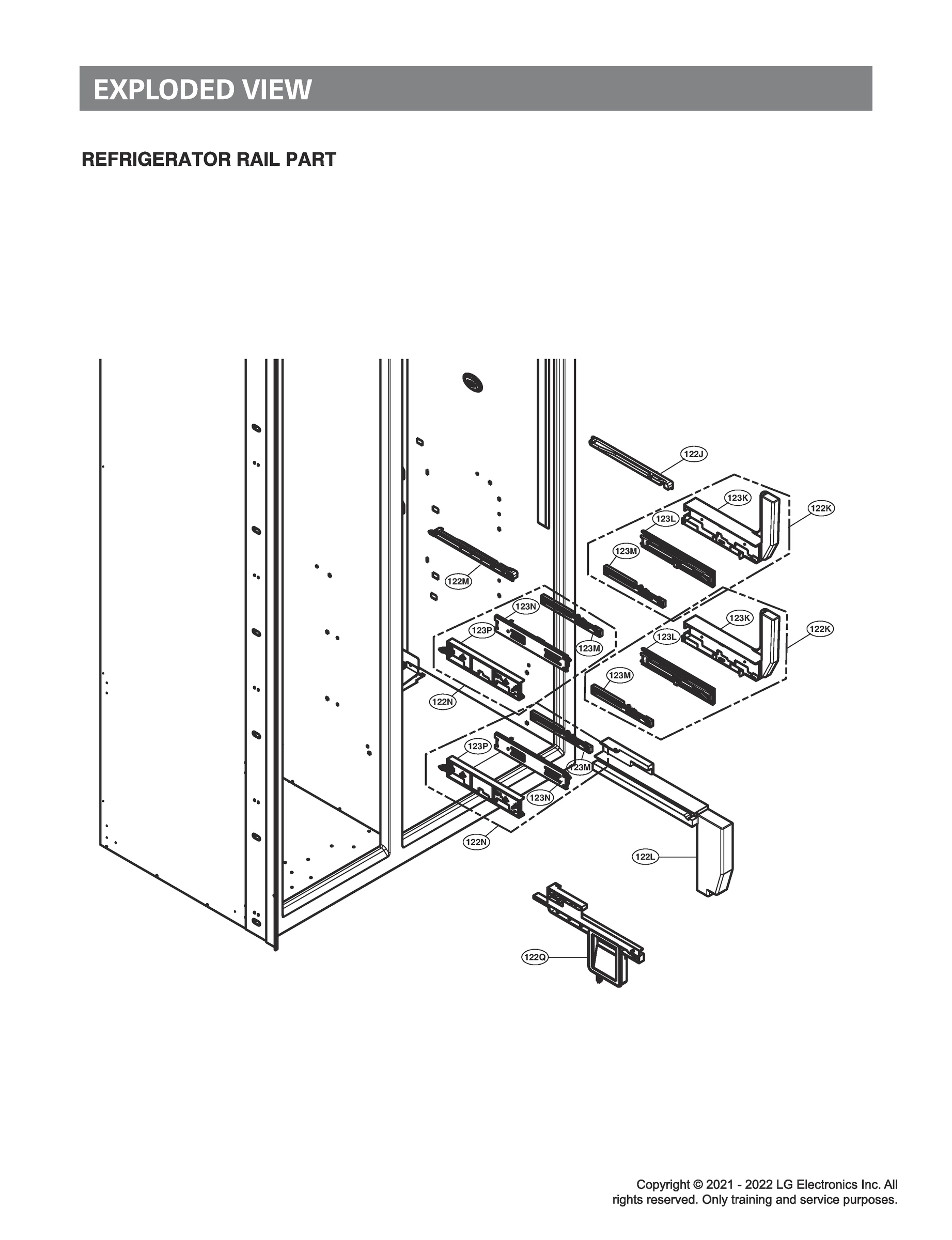 REFRIGERATOR RAIL PART
