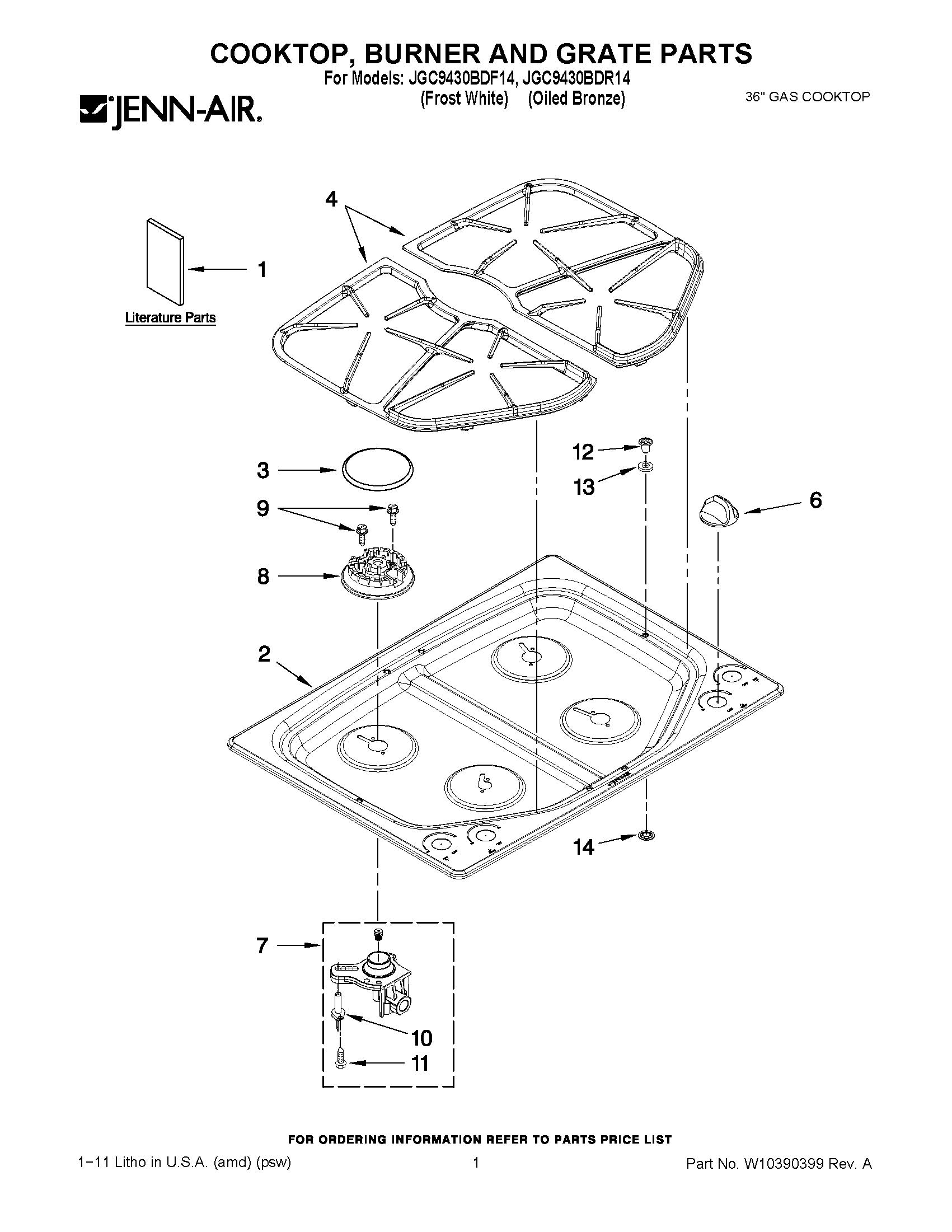 01 - COOKTOP, BURNER AND GRATE PARTS