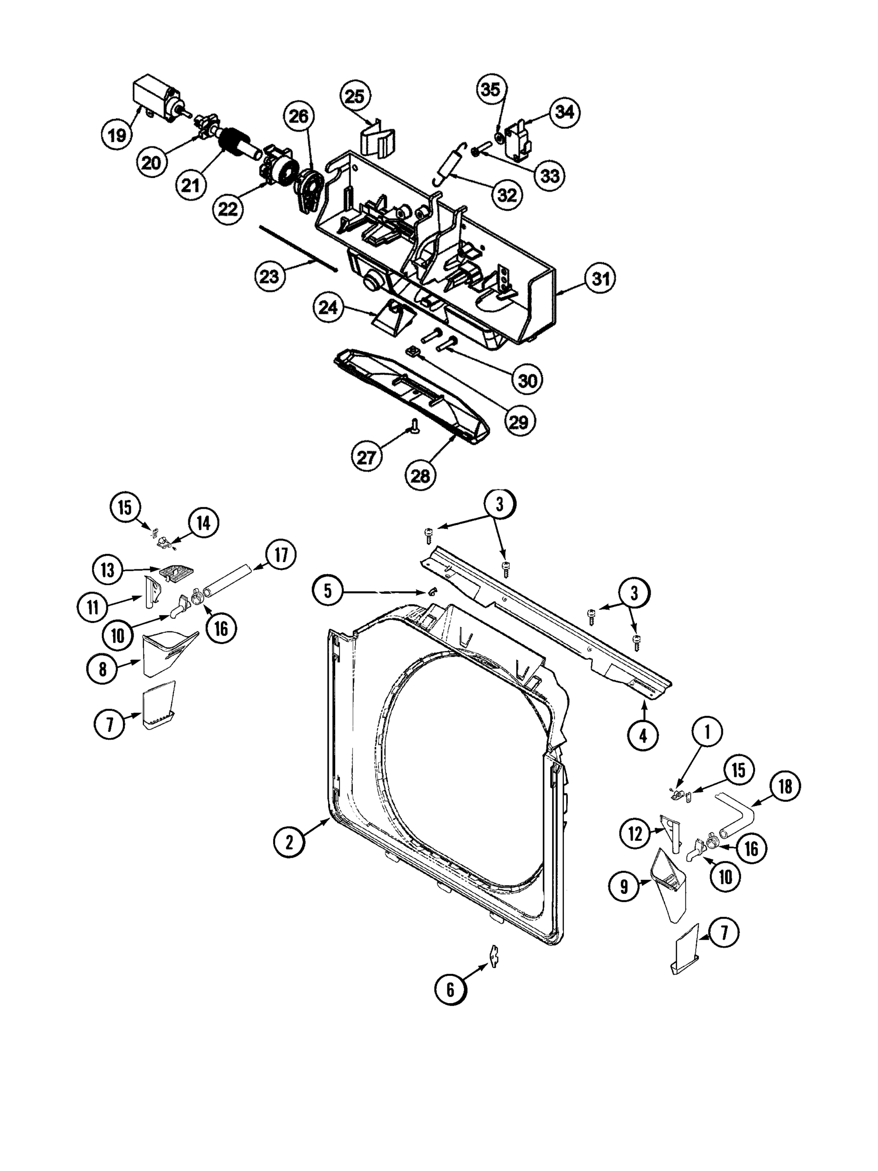 15 - DOOR SHROUD & DOOR LATCH ASSEMBLY (WASH)