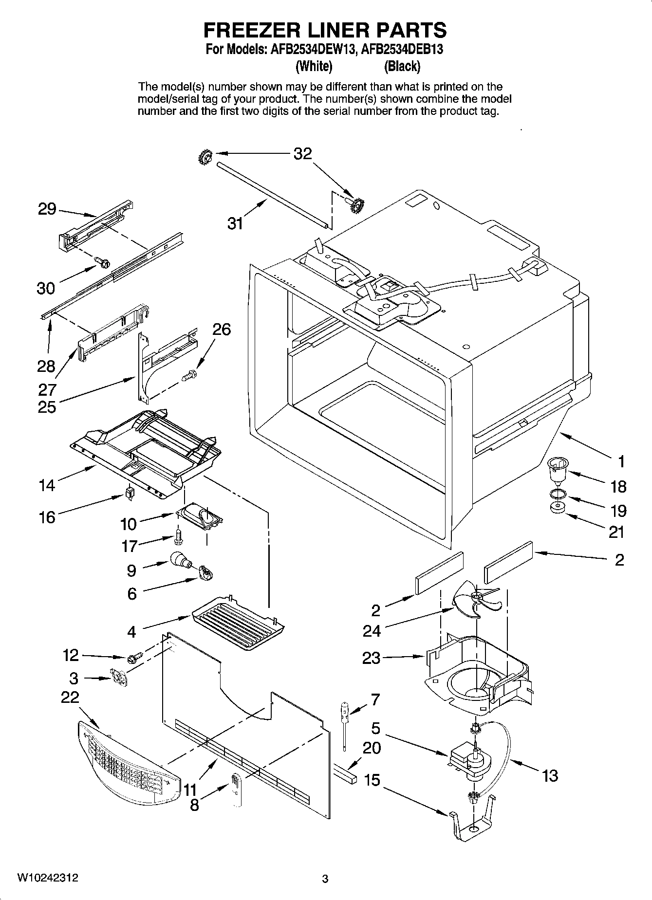 02 - FREEZER LINER PARTS
