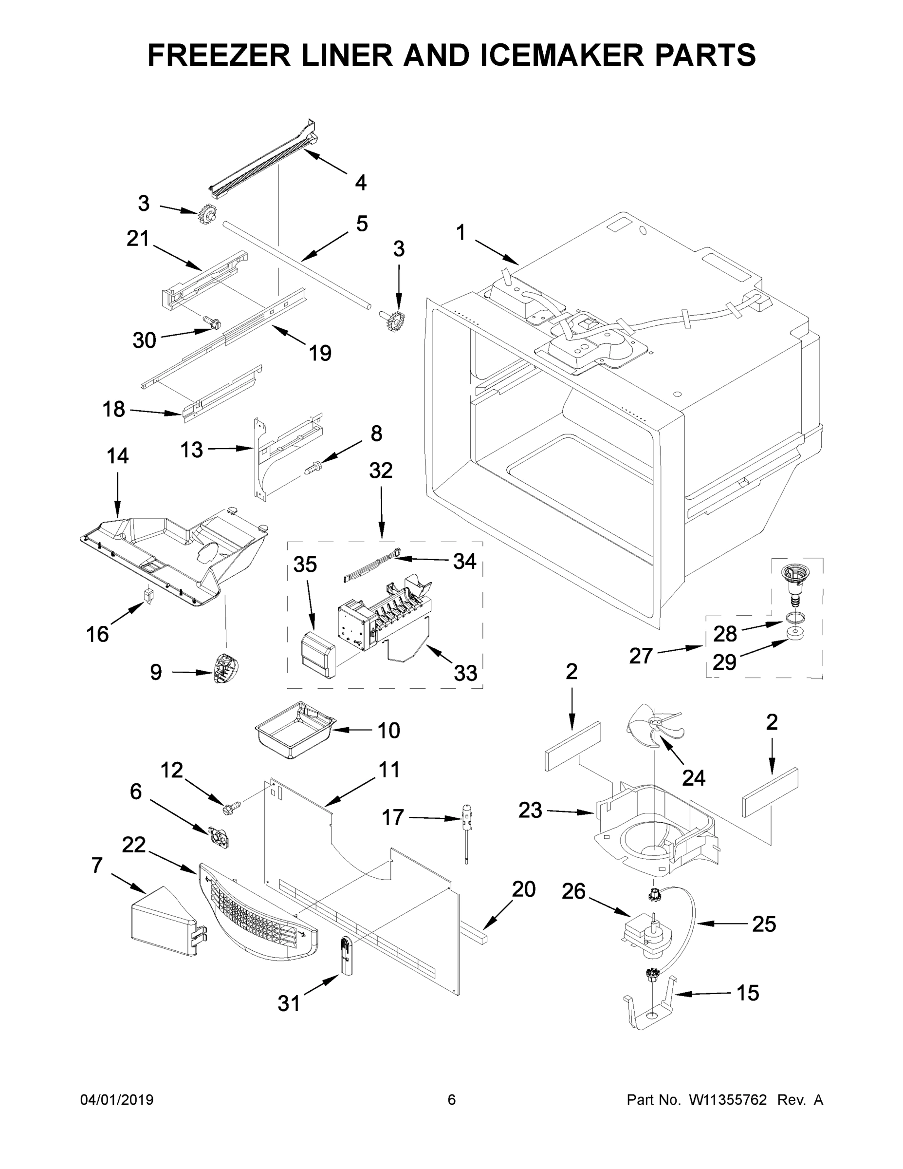 04 - FREEZER LINER AND ICEMAKER PARTS