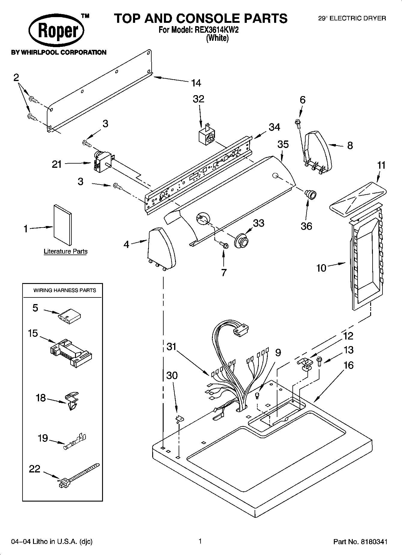 01 - TOP AND CONSOLE PARTS OPTIONAL PARTS (NOT INCLUDED)