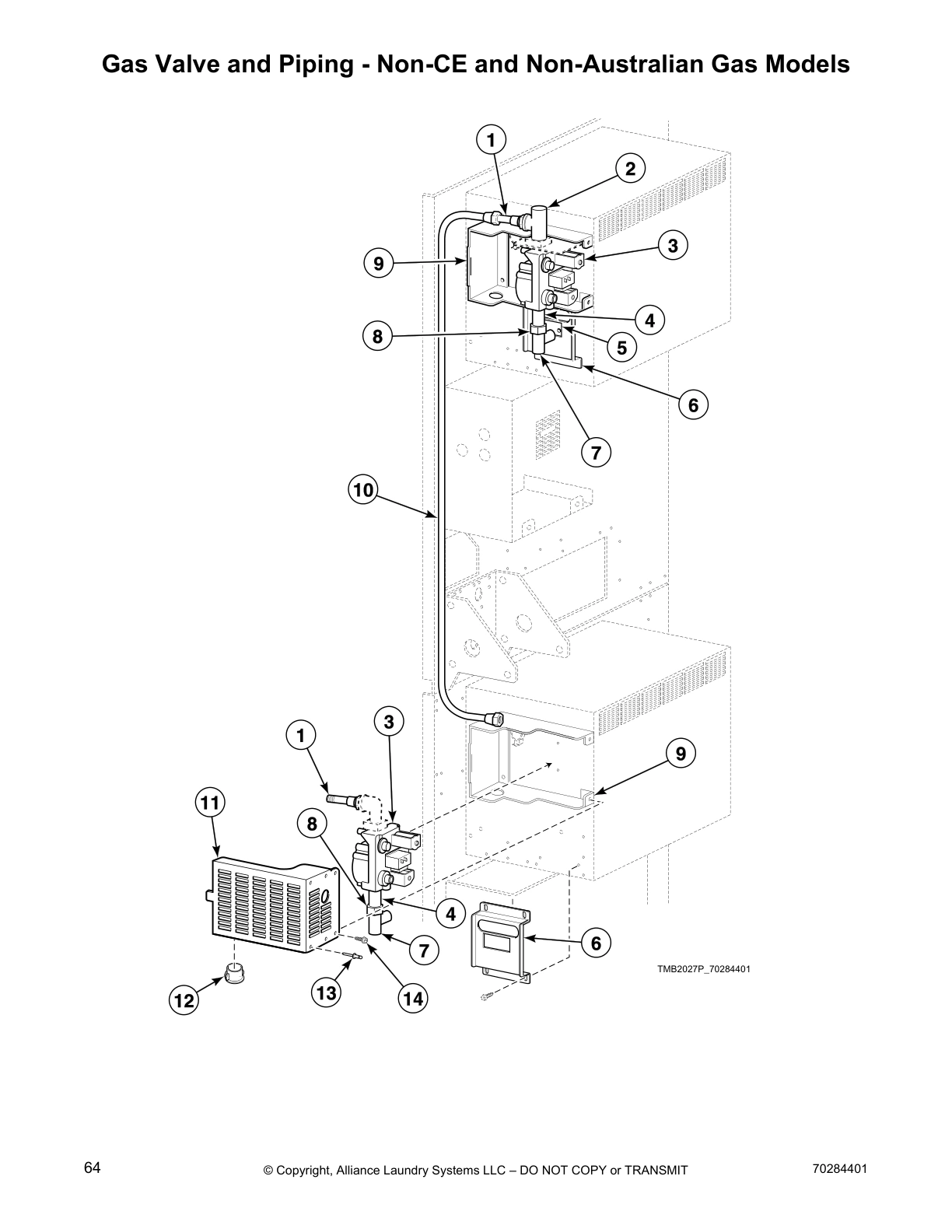 Gas Valve and Piping - Non-CE and Non-Australian Gas Models